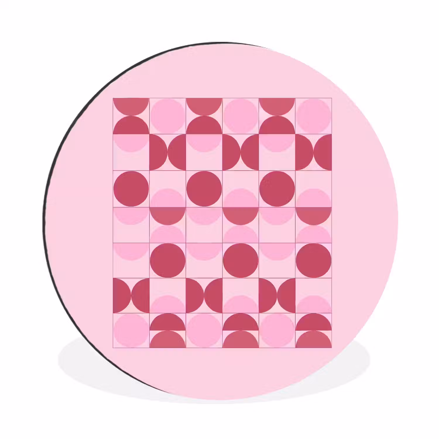 Abstract - Geometrisch - Cirkels - Roze - Modern Wandcirkel aluminium klein -3d