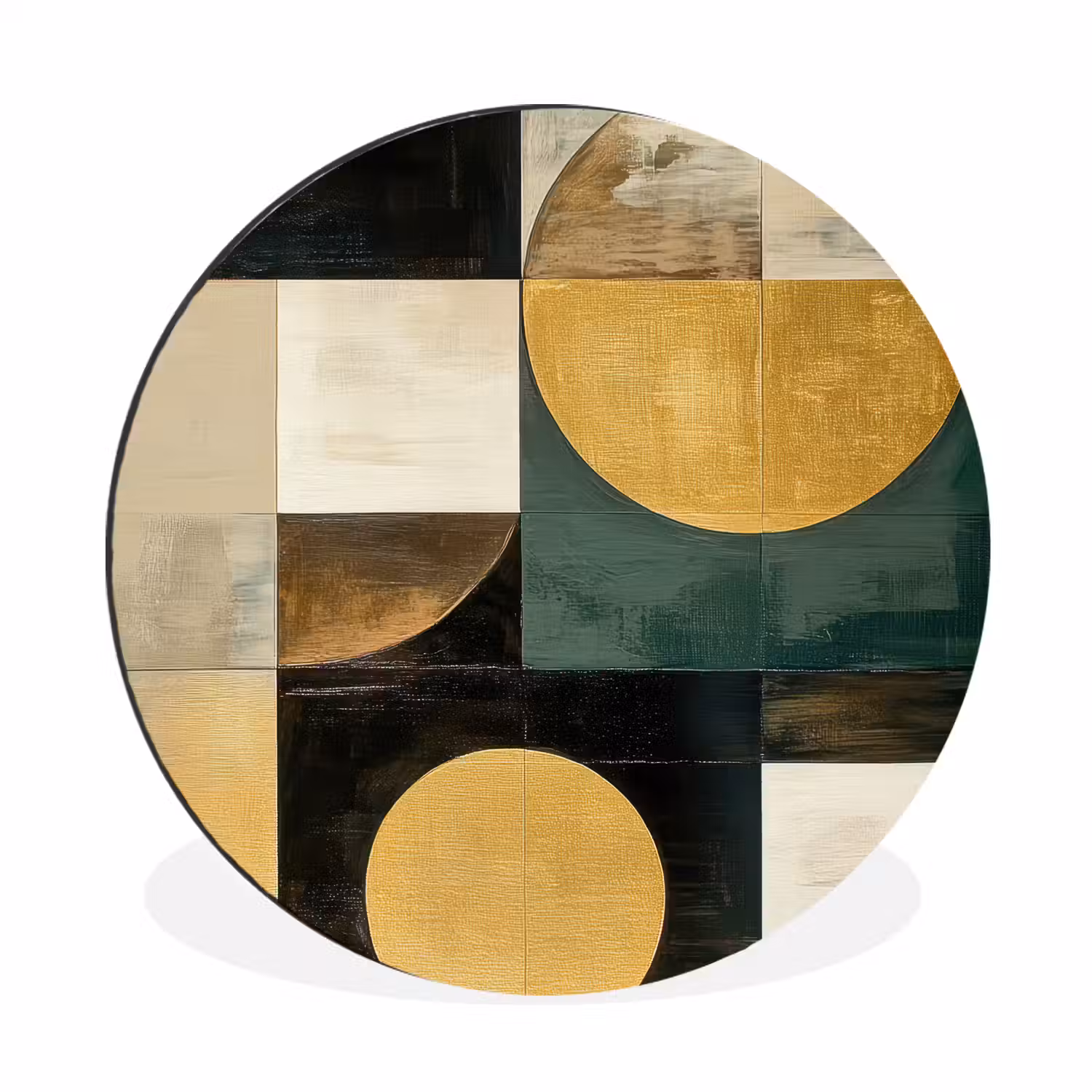 Abstract - Goud - Brons - Vormen - Geometrisch Wandcirkel aluminium klein -3d