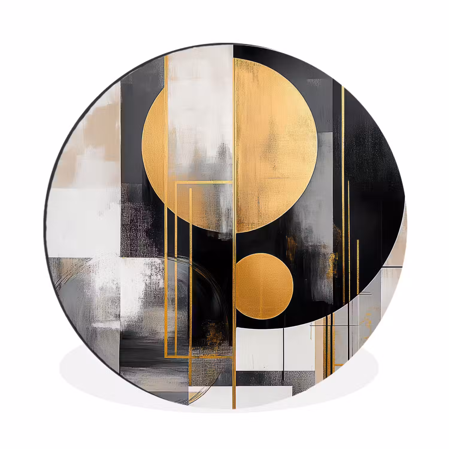 Abstract - Goud - Zilver - Vormen - Aesthetic - Modern Wandcirkel aluminium klein -3d