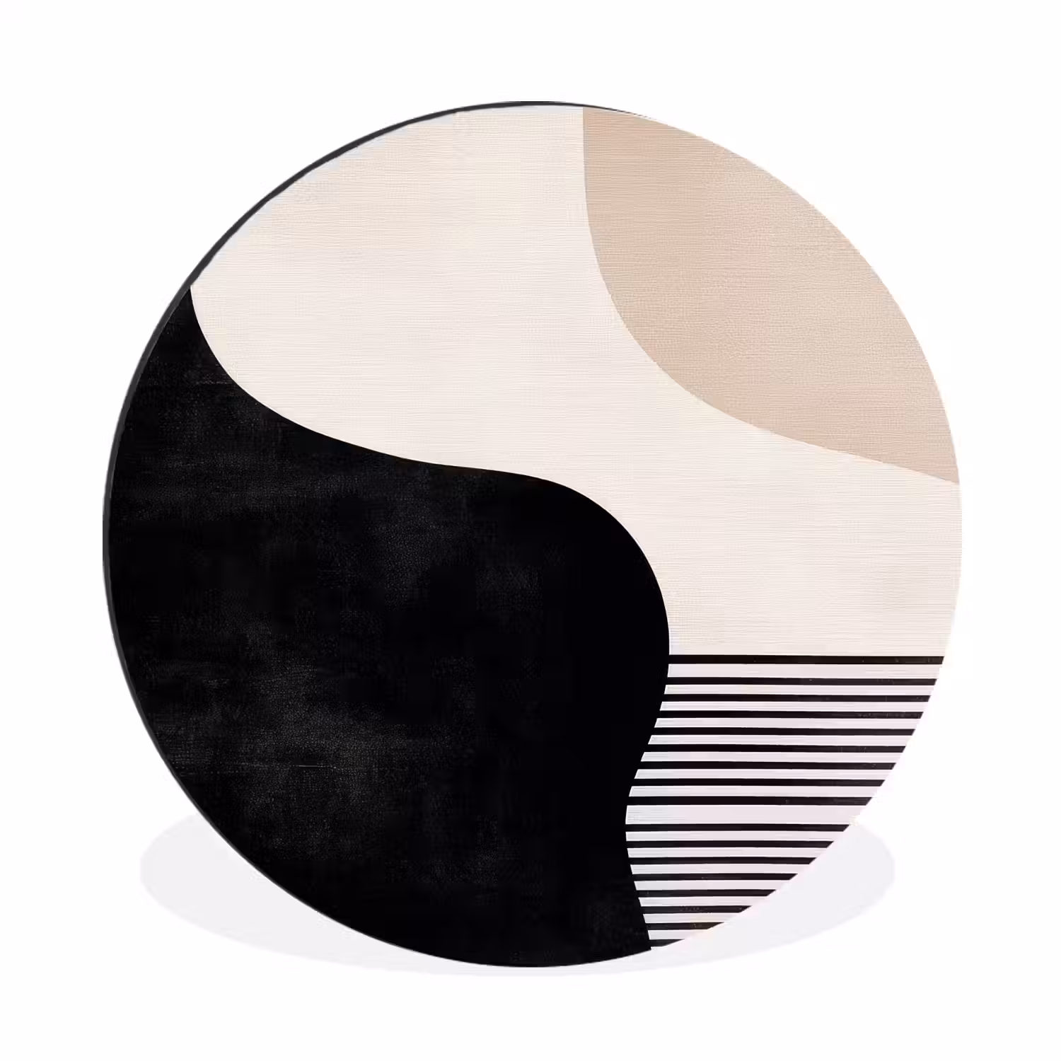 Abstract - Japandi - Beige - Modern Wandcirkel aluminium klein -3d