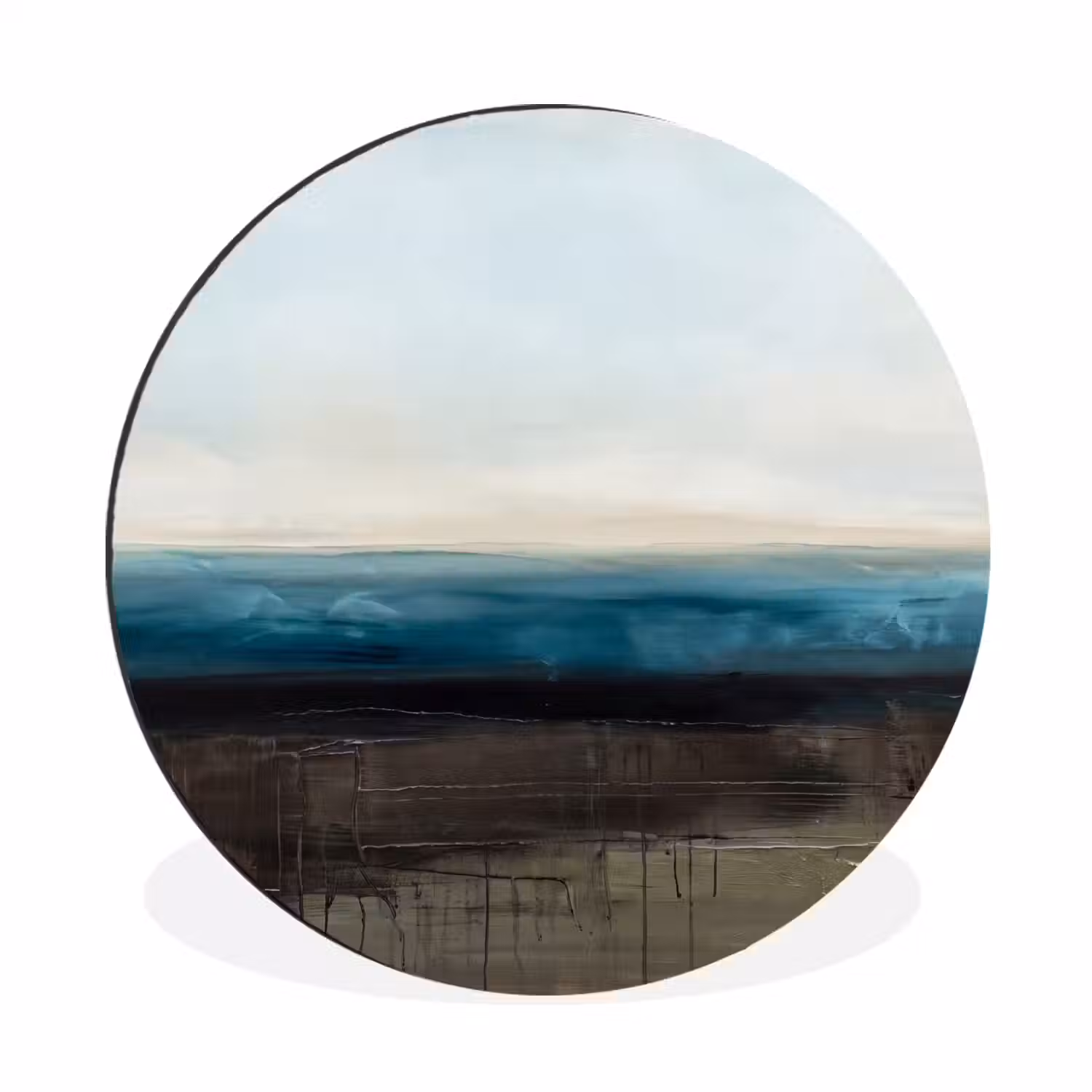 Abstract - Landschap - Horizon - Blauw - Modern Wandcirkel aluminium klein -3d