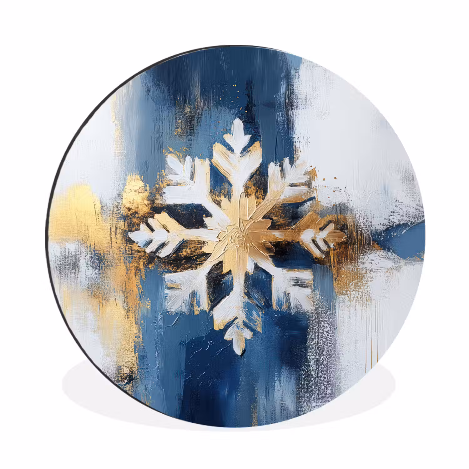 Abstract - Winter - Sneeuwvlok - Sneeuw - Goud Wandcirkel aluminium klein -3d