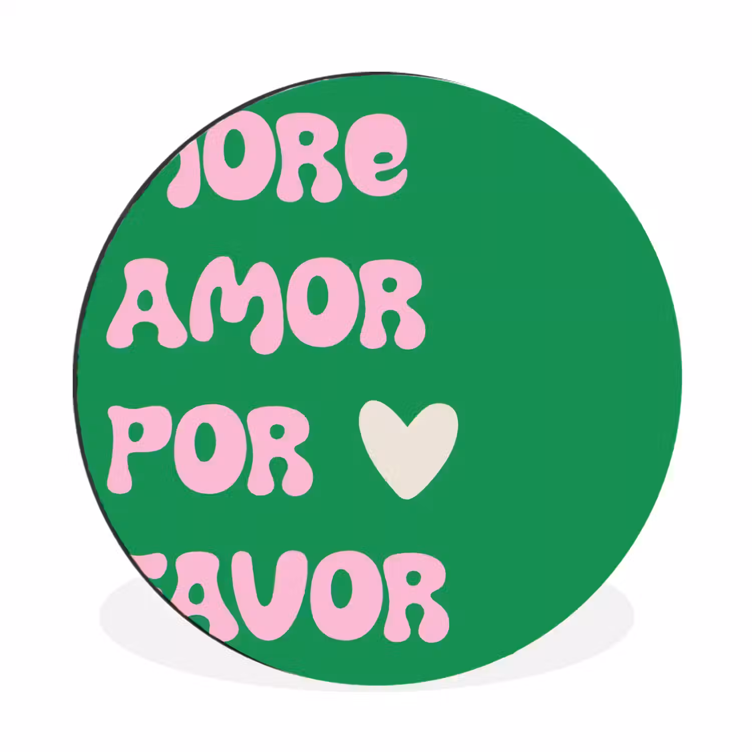 Amor - Valentijn - Groen - Tekst Wandcirkel aluminium klein -3d