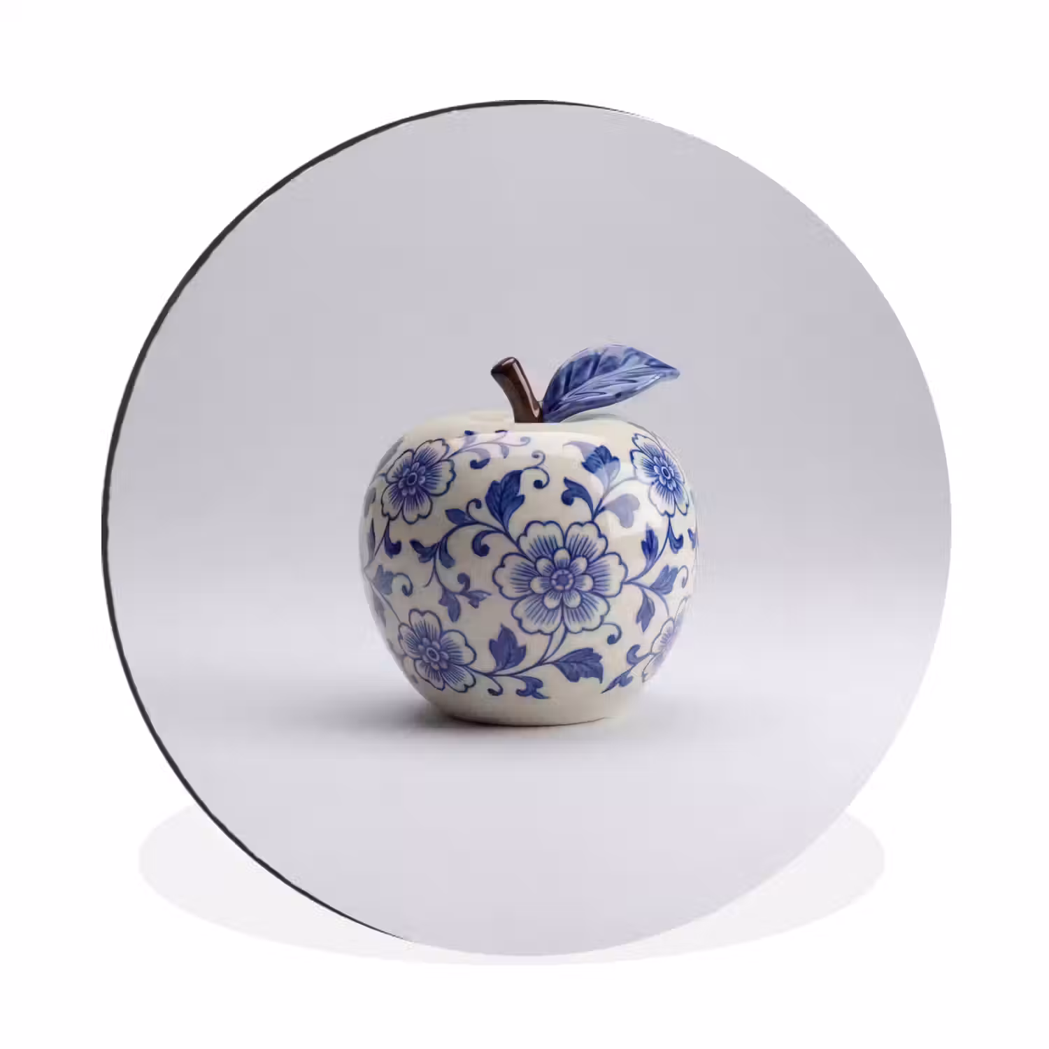 Appel - Blauw - Klassiek Wandcirkel aluminium klein -3d