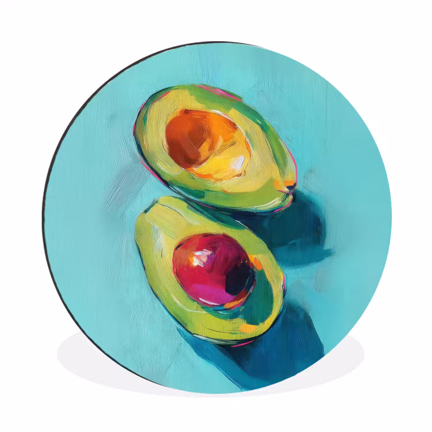 Avocado - Groen - Pit - Schaduw Wandcirkel aluminium klein -3d