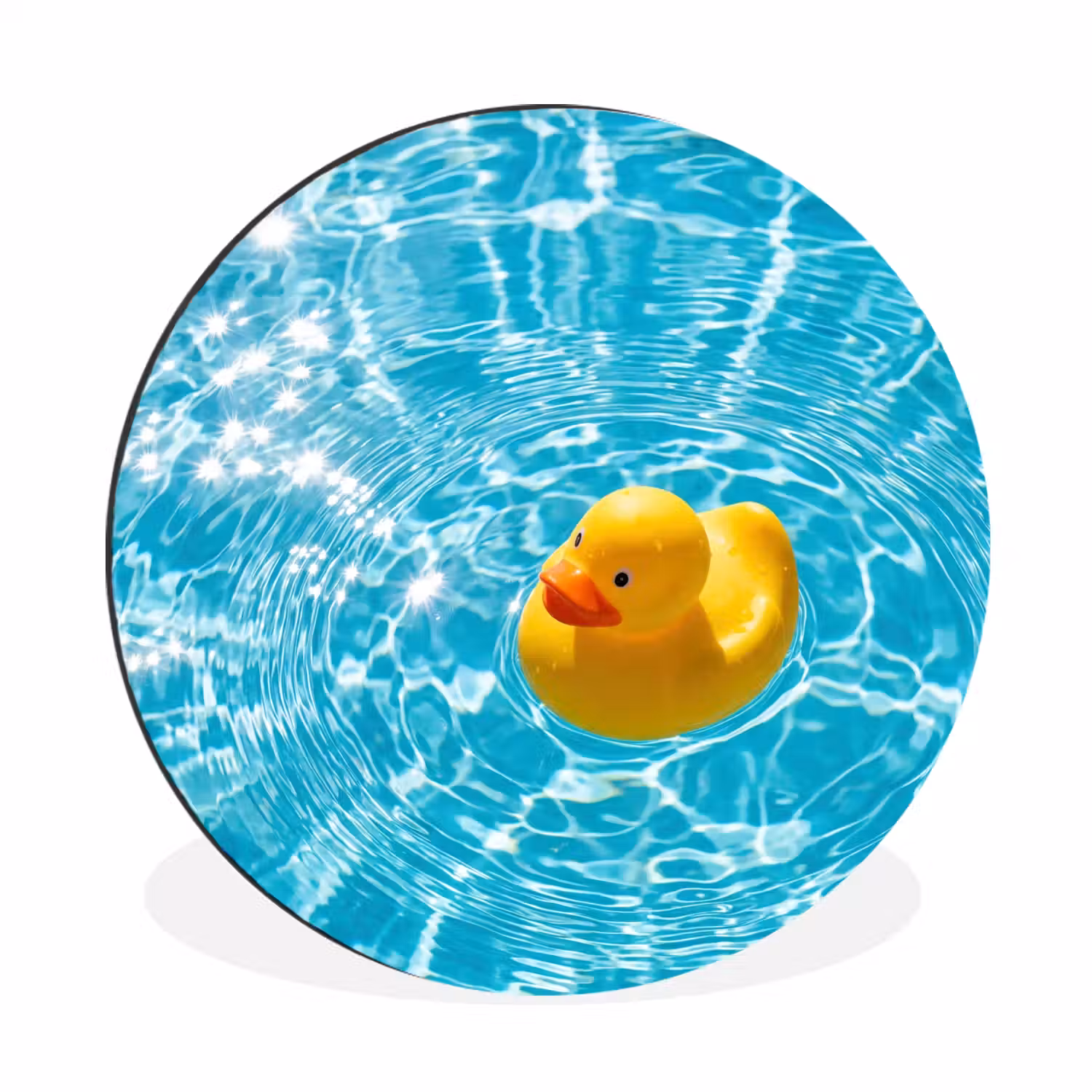 Badeend - Dobberen - Blauw Wandcirkel aluminium klein -3d