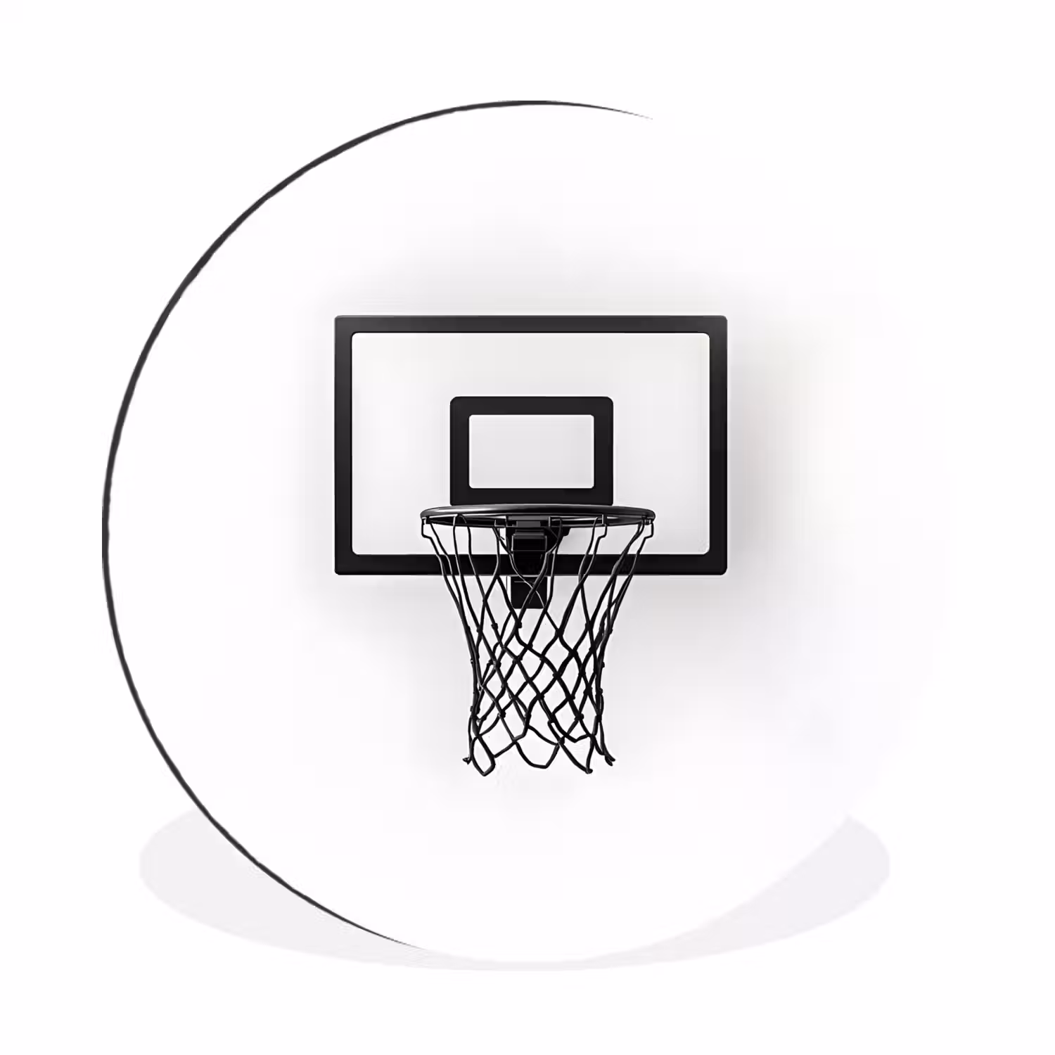 Basketbalbord - Minimalistisch - Zwart Wandcirkel aluminium klein -3d