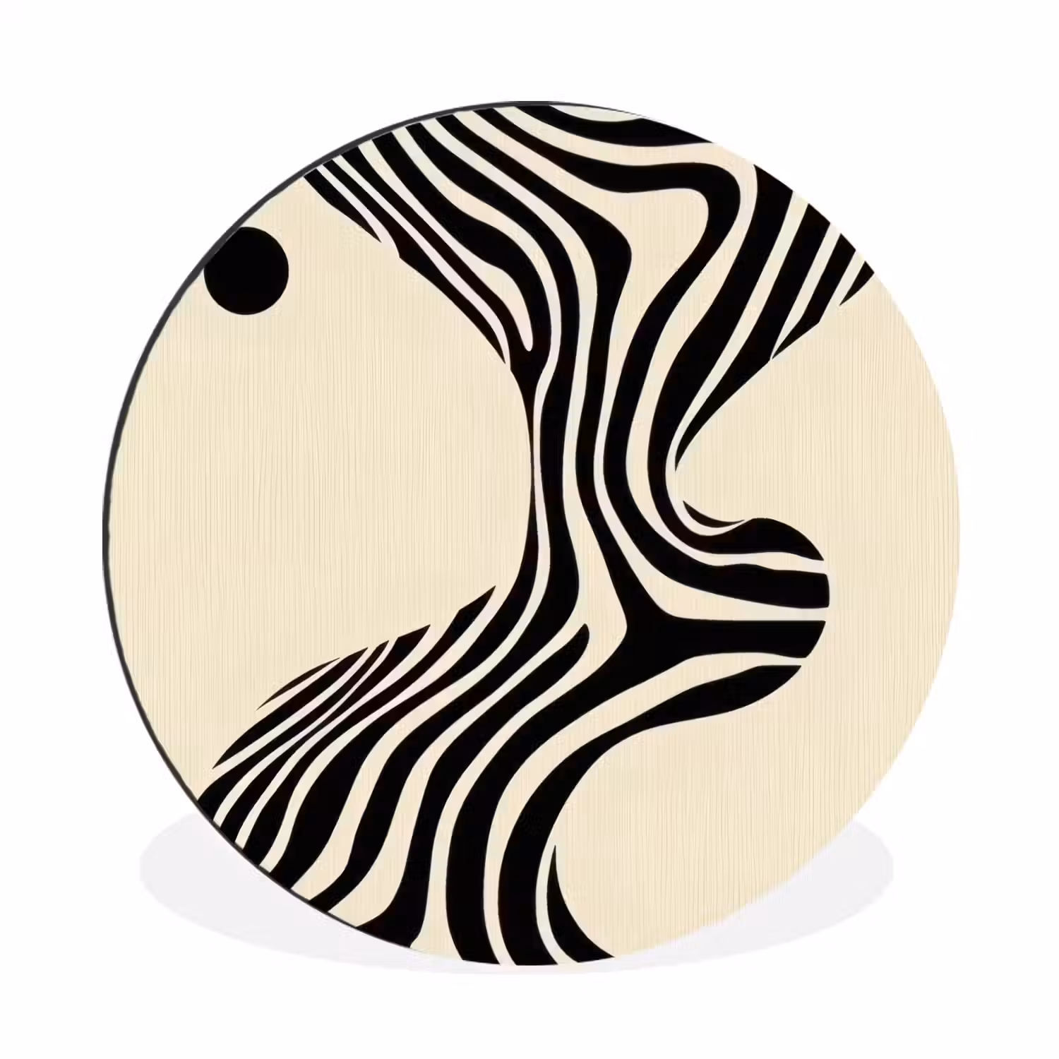 Beige - Lijnen - Golvend - Abstract Wandcirkel aluminium klein -3d