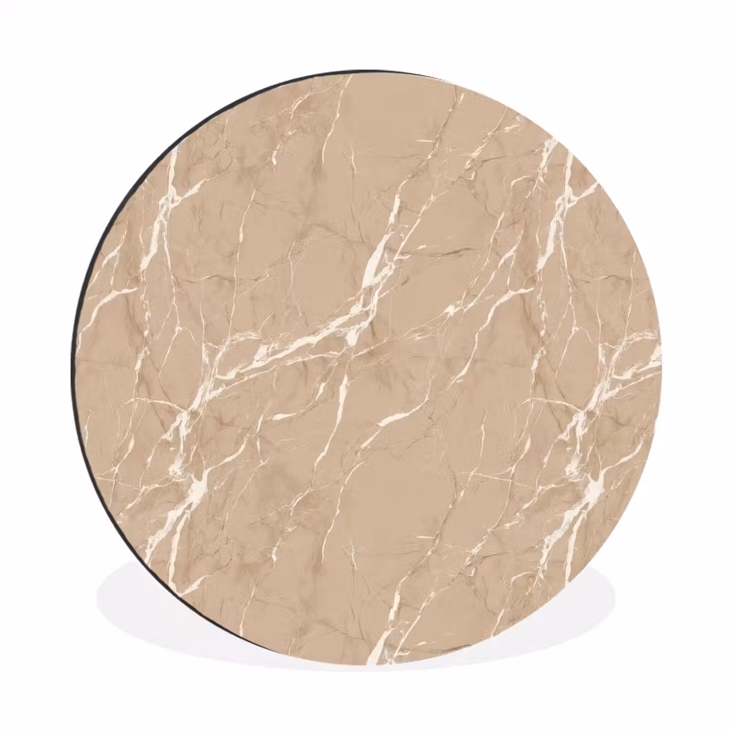 Beige - Marmer - Organisch - Wit Wandcirkel aluminium klein 190 -3d