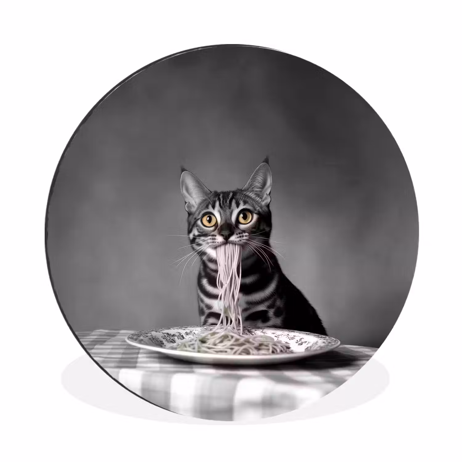 Bengaal - Kat - Tafelkleed - Zwart - Wit - Dier Wandcirkel aluminium klein -3d