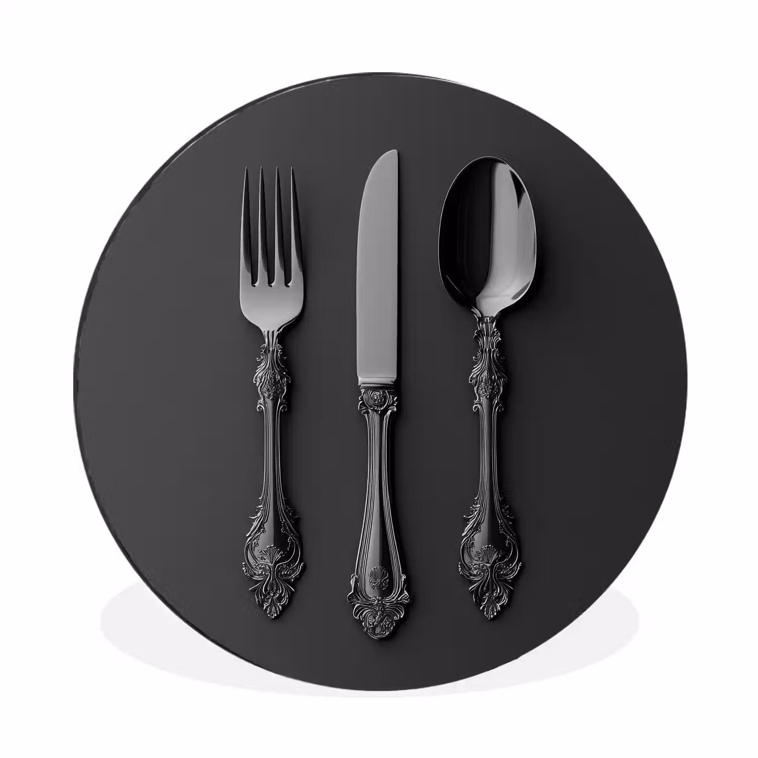 Bestek - Zwart Wandcirkel aluminium klein -3d