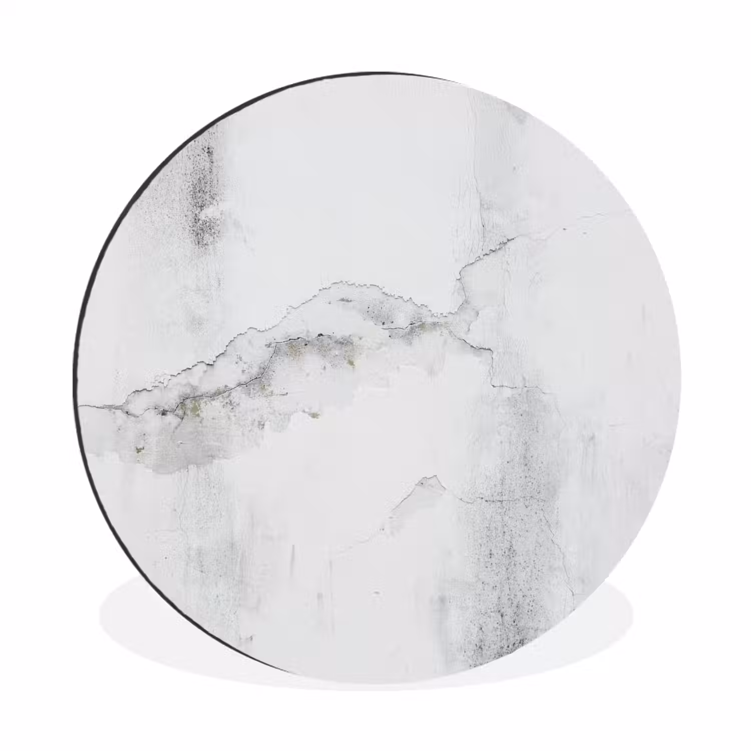 Beton - Grijs - Wit Wandcirkel aluminium klein -3d