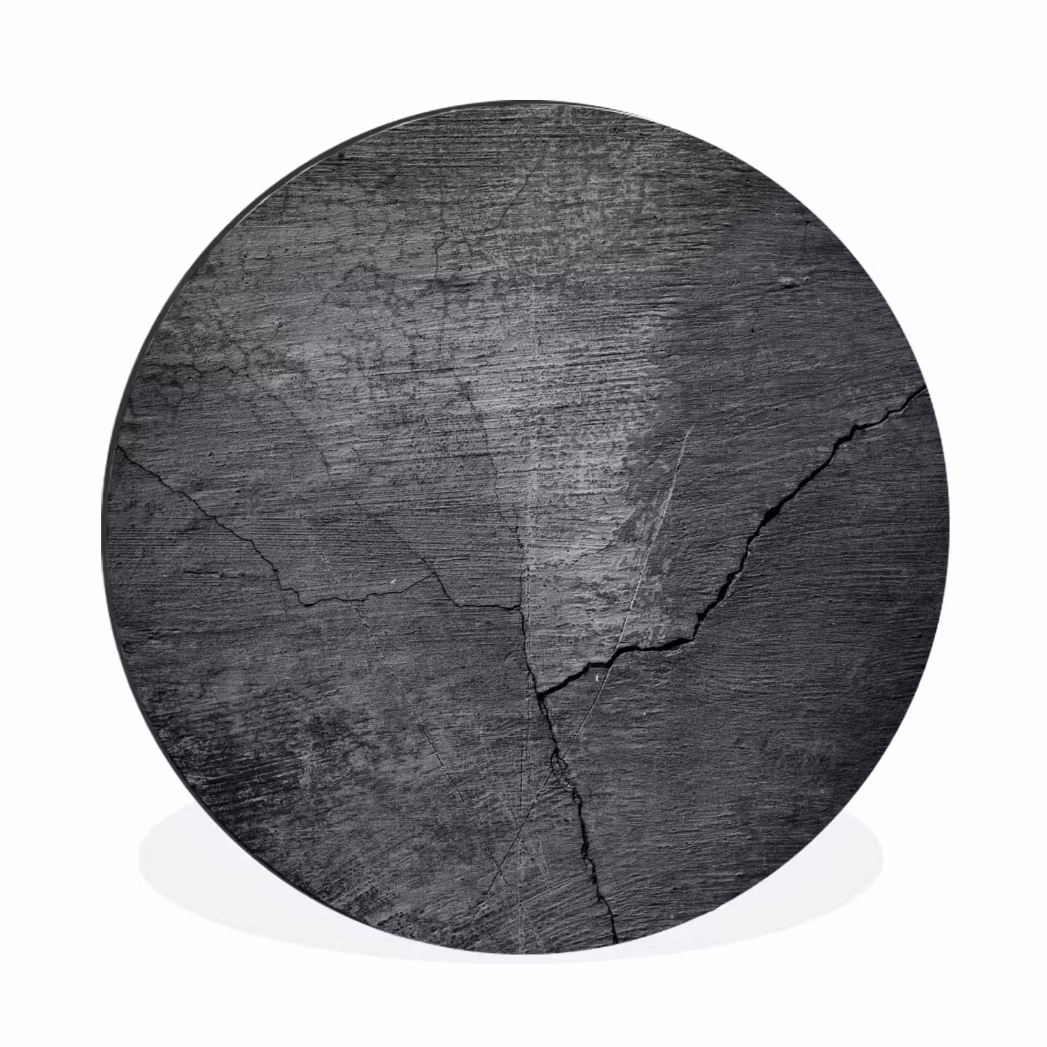 Beton - Zwart - Scheur Wandcirkel aluminium klein -3d
