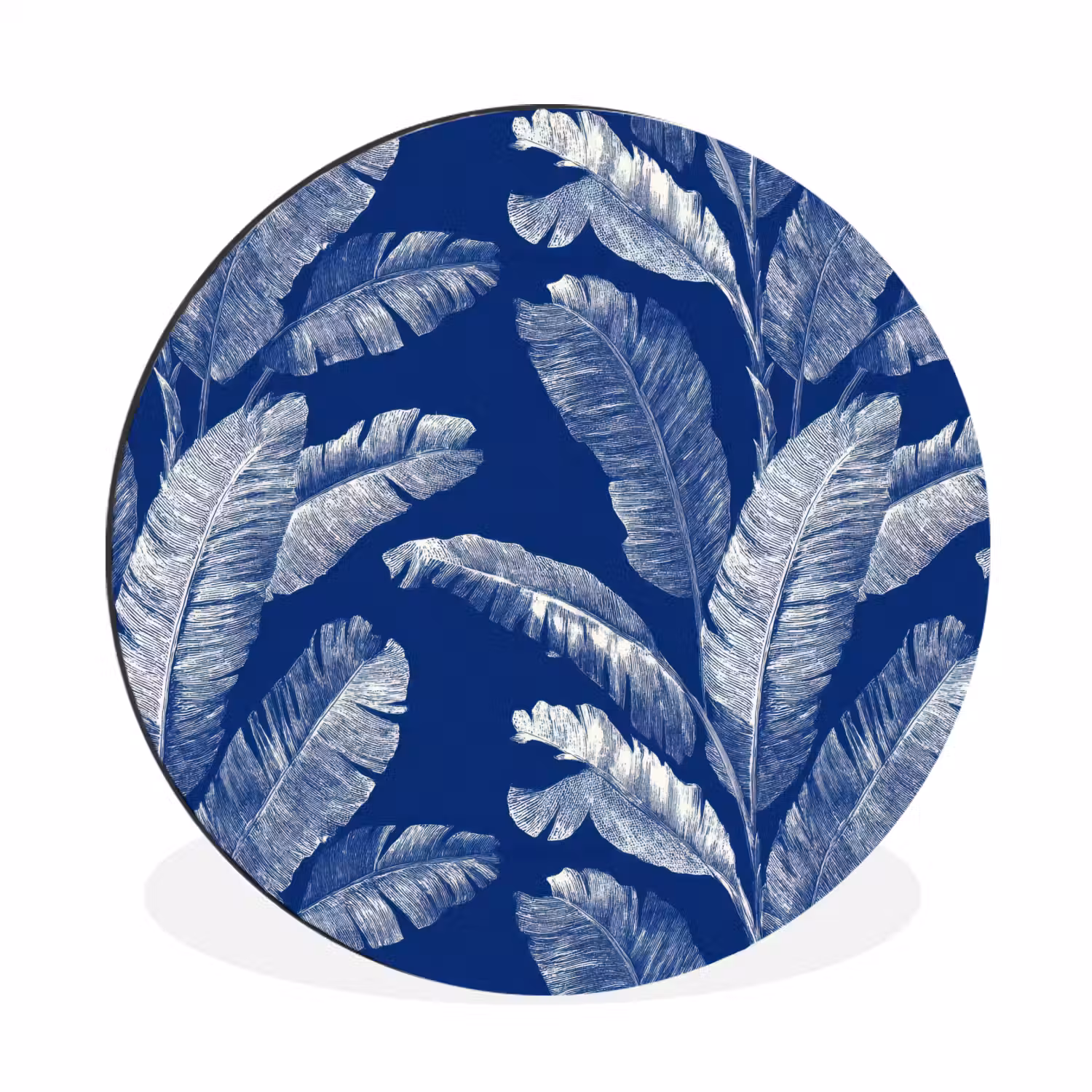 Blad - Palm - Blauw Wandcirkel aluminium klein 190 -3d