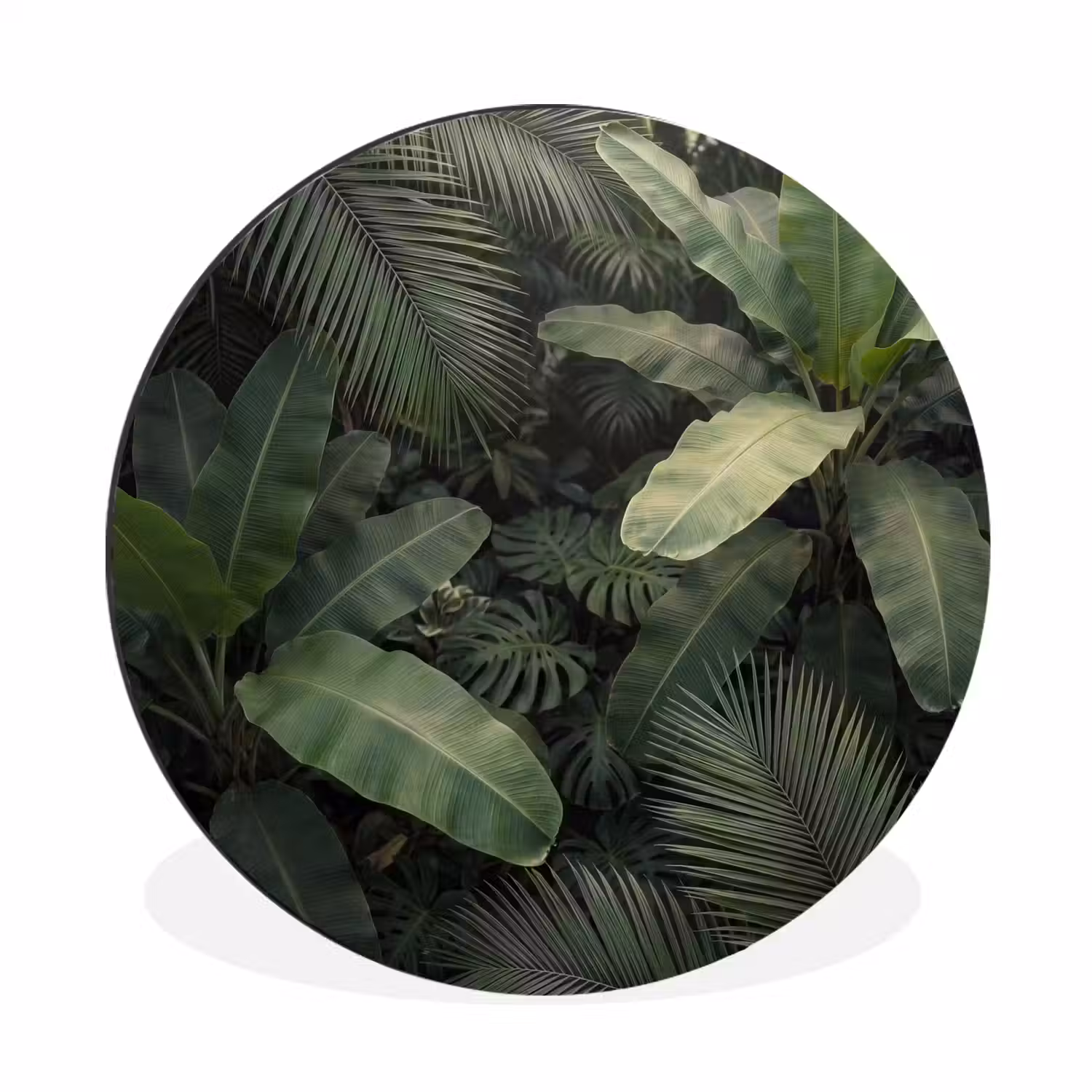 Bladeren - Groen - Tropisch - Natuur Wandcirkel aluminium klein -3d