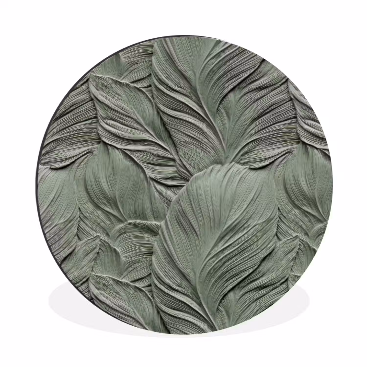 Bladeren - Textuur - Groen Wandcirkel aluminium klein 190 -3d