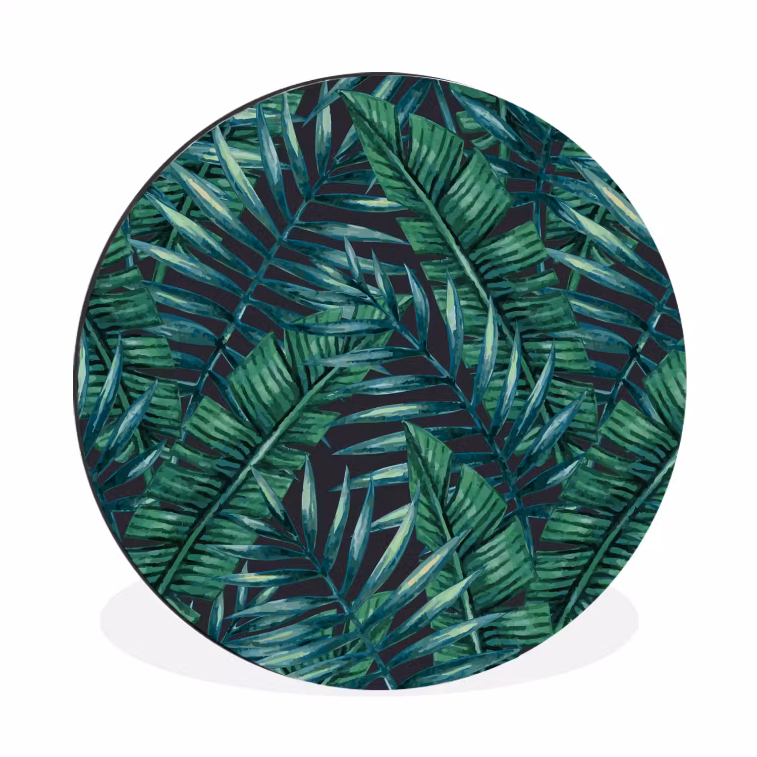 Bladeren - Tropisch - Jungle - Natuur Wandcirkel aluminium klein -3d