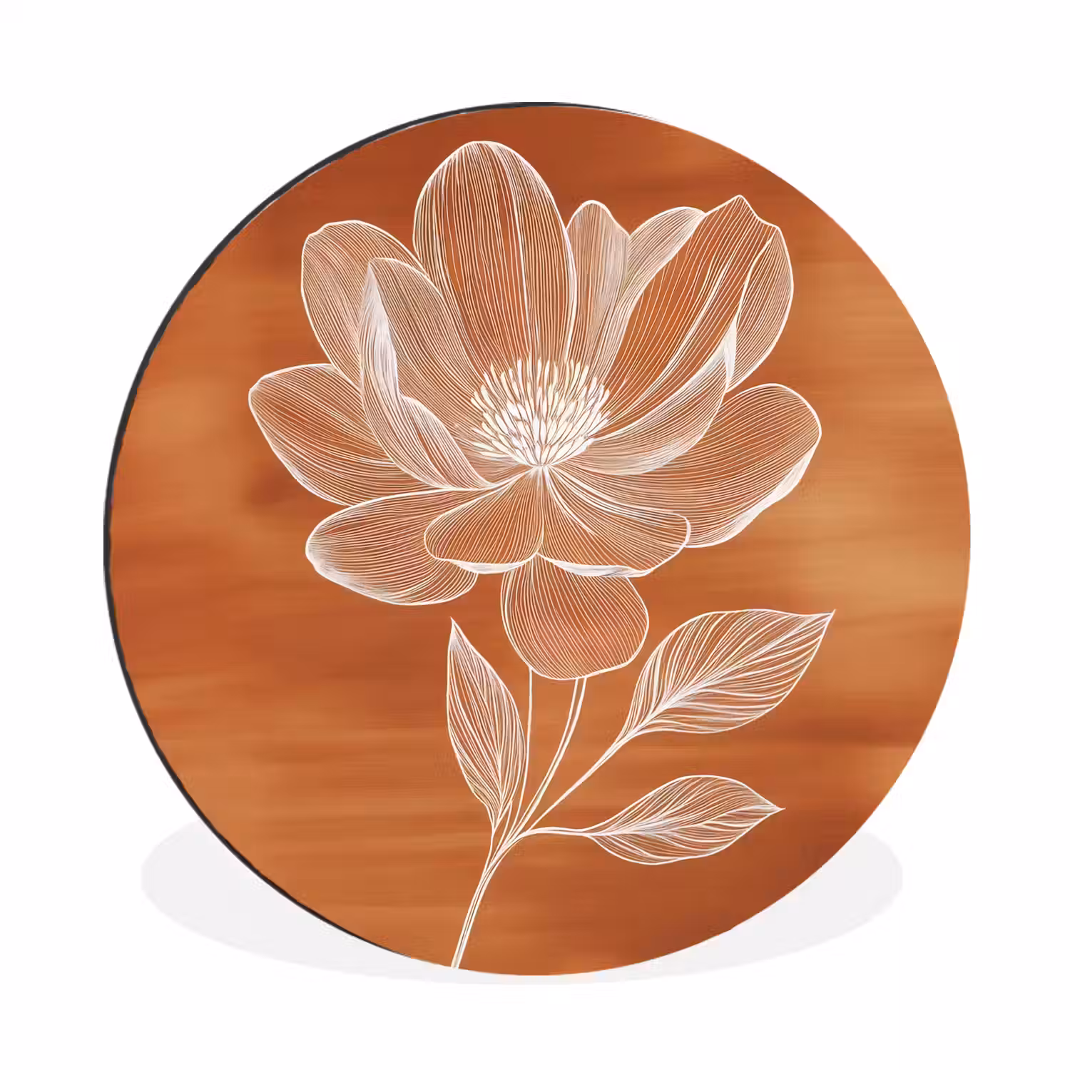 Bloem - Minimalistisch - Wit Wandcirkel aluminium klein -3d