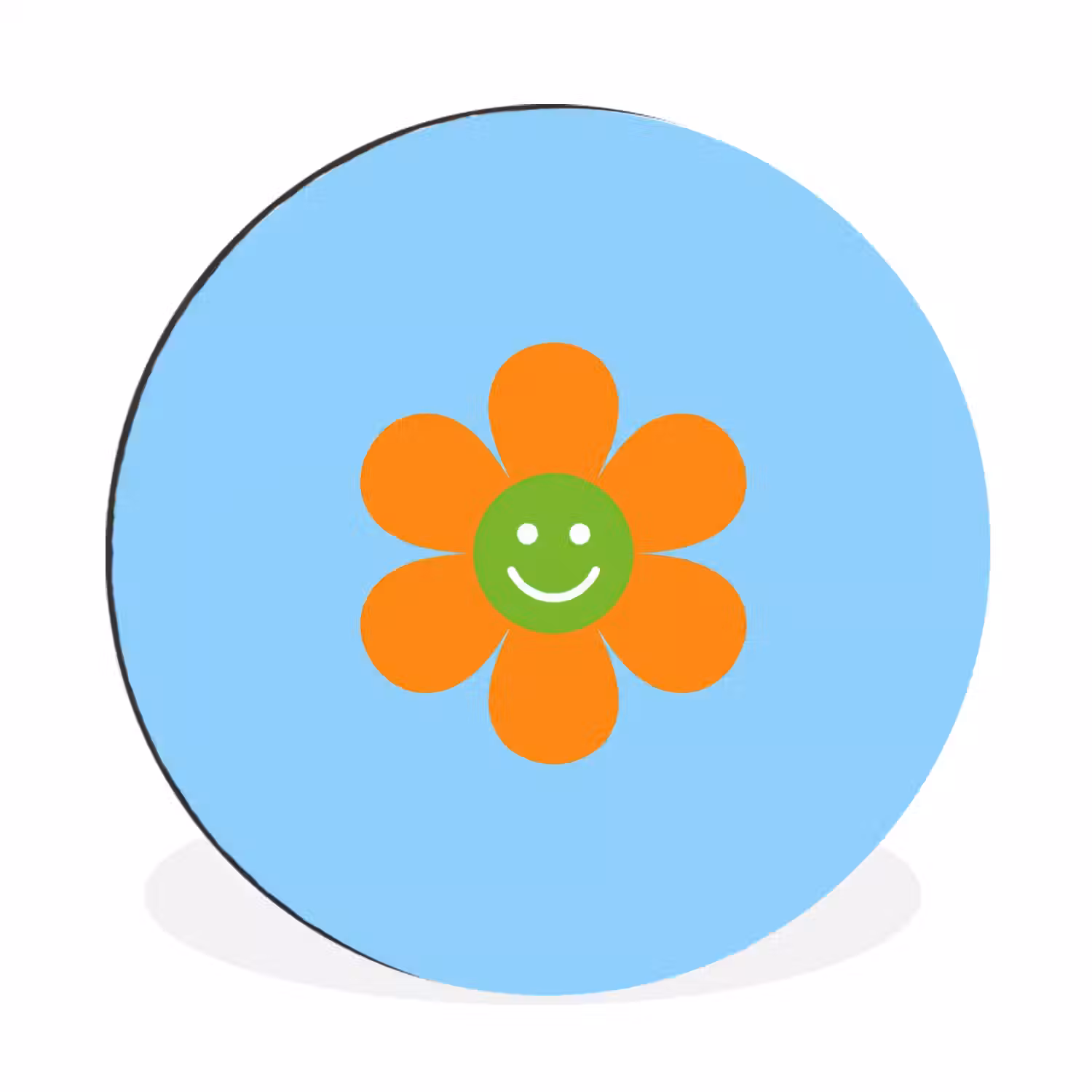 Bloem - Smiley - Kleurrijk Wandcirkel aluminium klein -3d