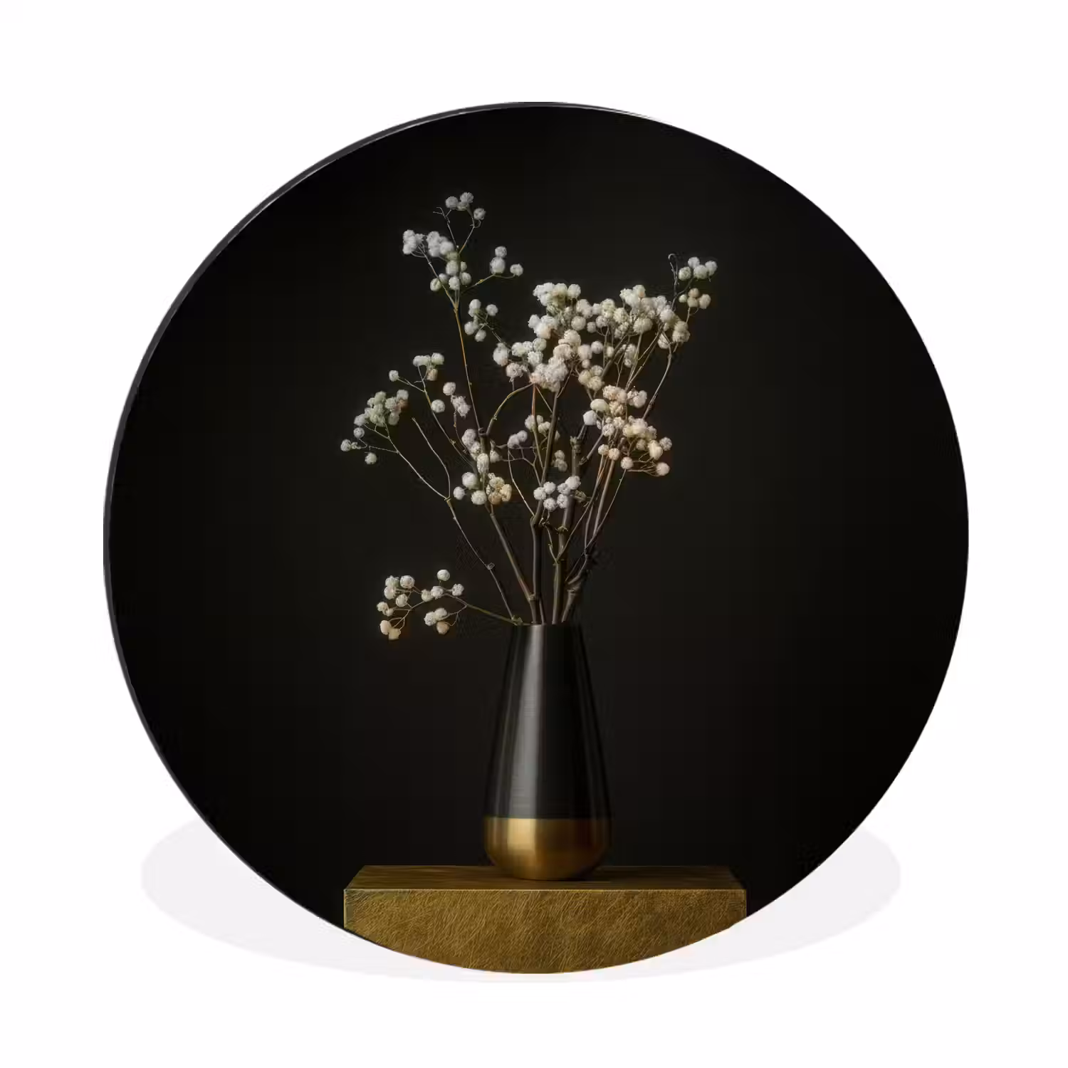 Bloembollen - Wit - Vaas - Minimalistisch Wandcirkel aluminium klein -3d