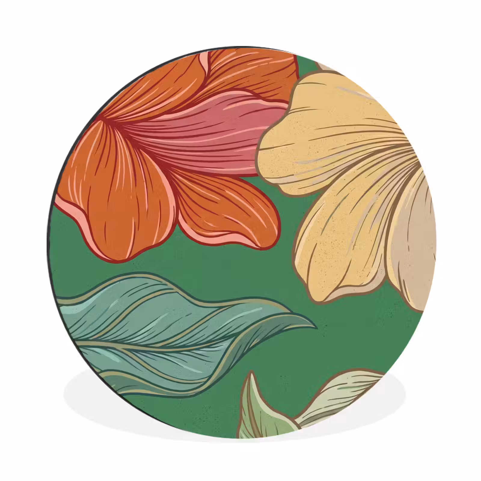 Muurcirkel aluminium - Bloemen - Groen - Illustratie - Bloemen - Groen - Illustratie Wandcirkel aluminium klein