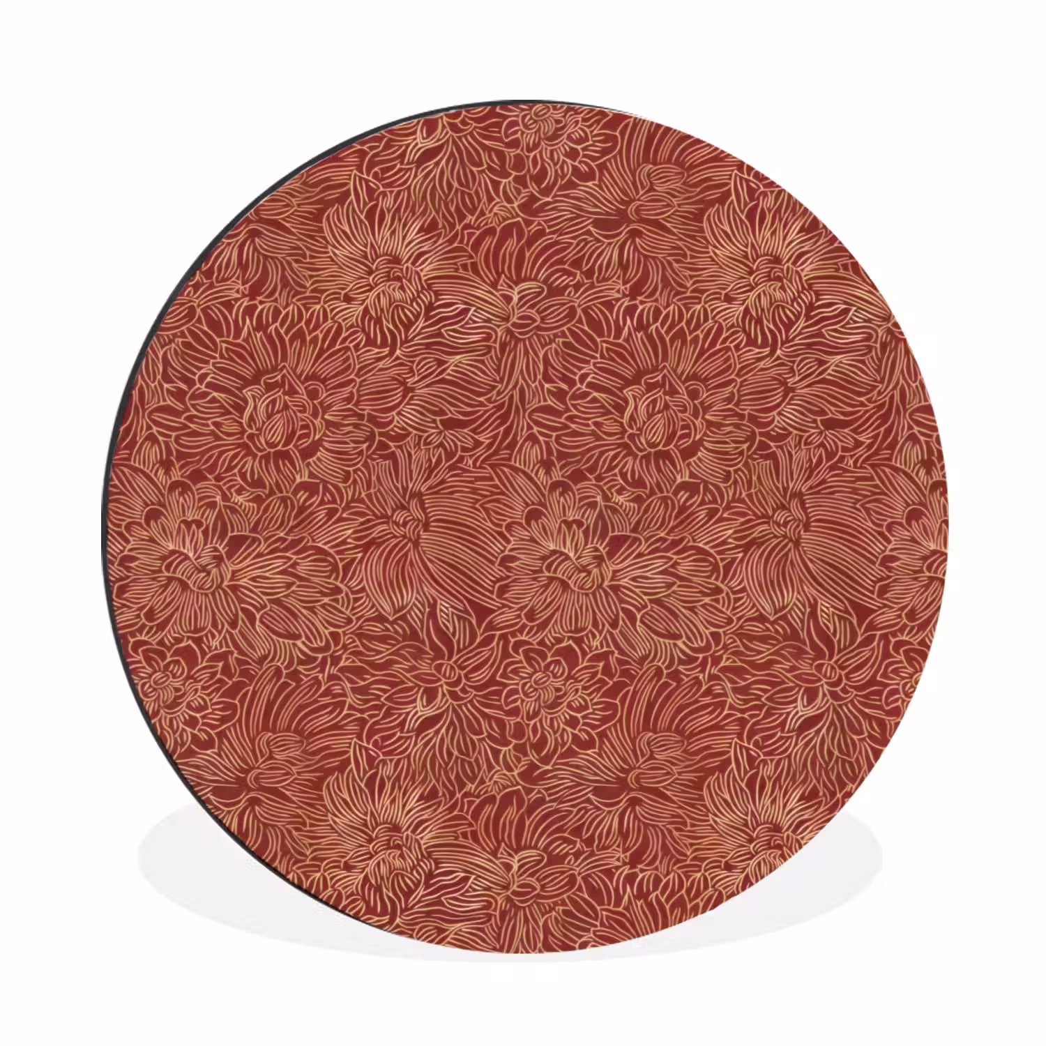 Bloemen - Motief - Rood Wandcirkel aluminium klein 190 -3d