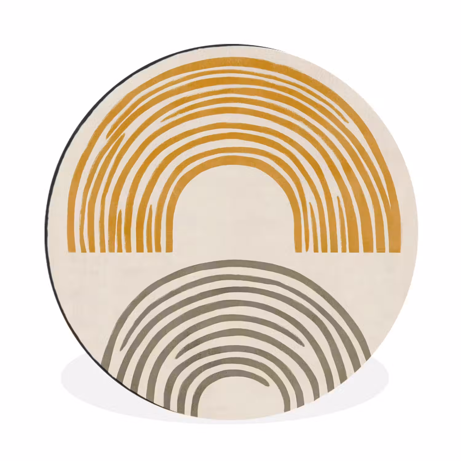 Bogen - Lijnen - Oranje - Minimalistisch Wandcirkel aluminium klein -3d