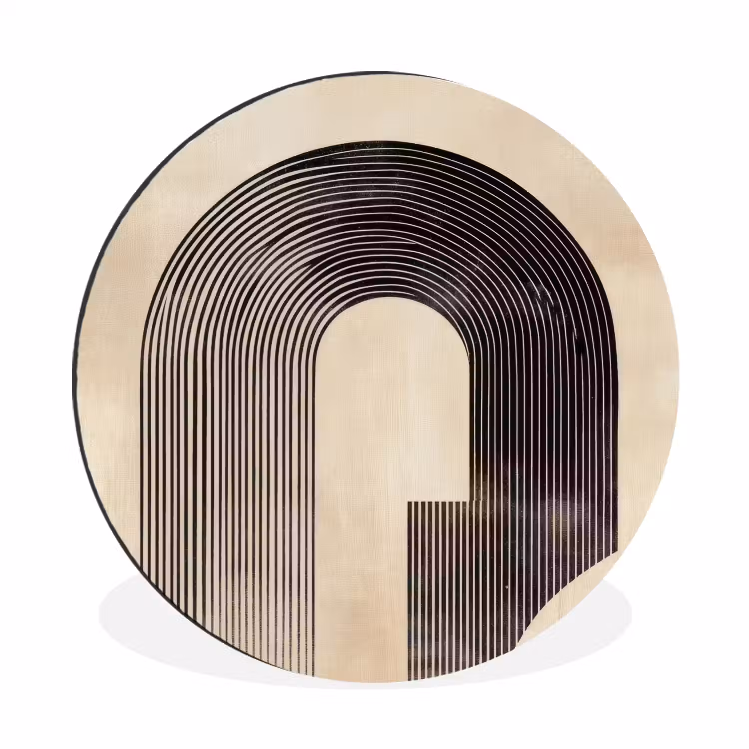 Boog - Strepen - Minimalistisch - Zwart Wandcirkel aluminium klein -3d