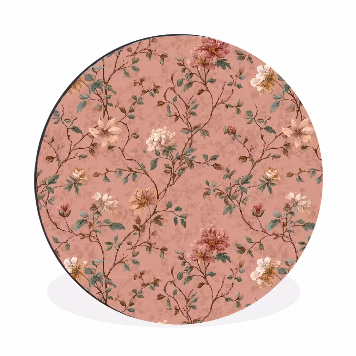 Botanisch - Bloemen - Roze Wandcirkel aluminium klein 190 -3d