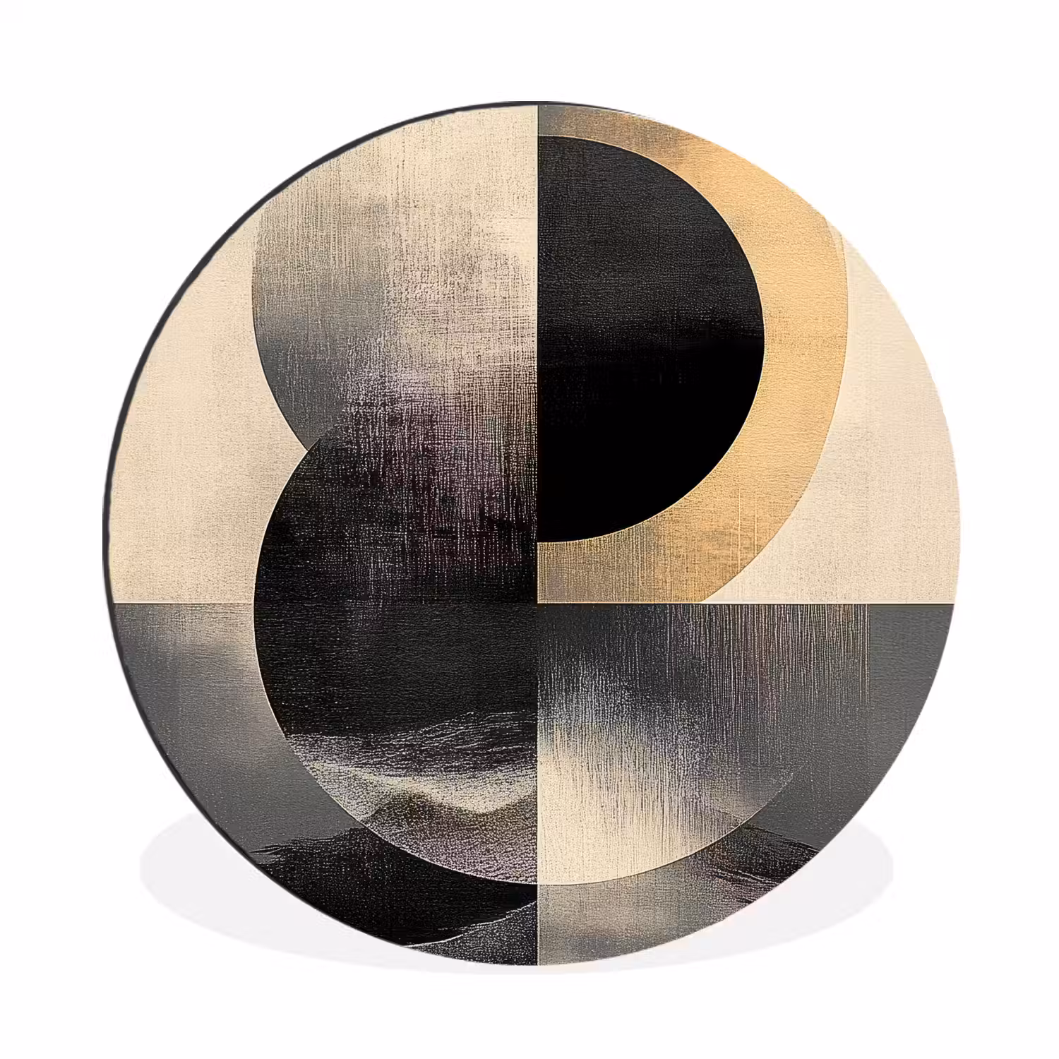 Cirkels - Schaduw - Abstract Wandcirkel aluminium klein -3d