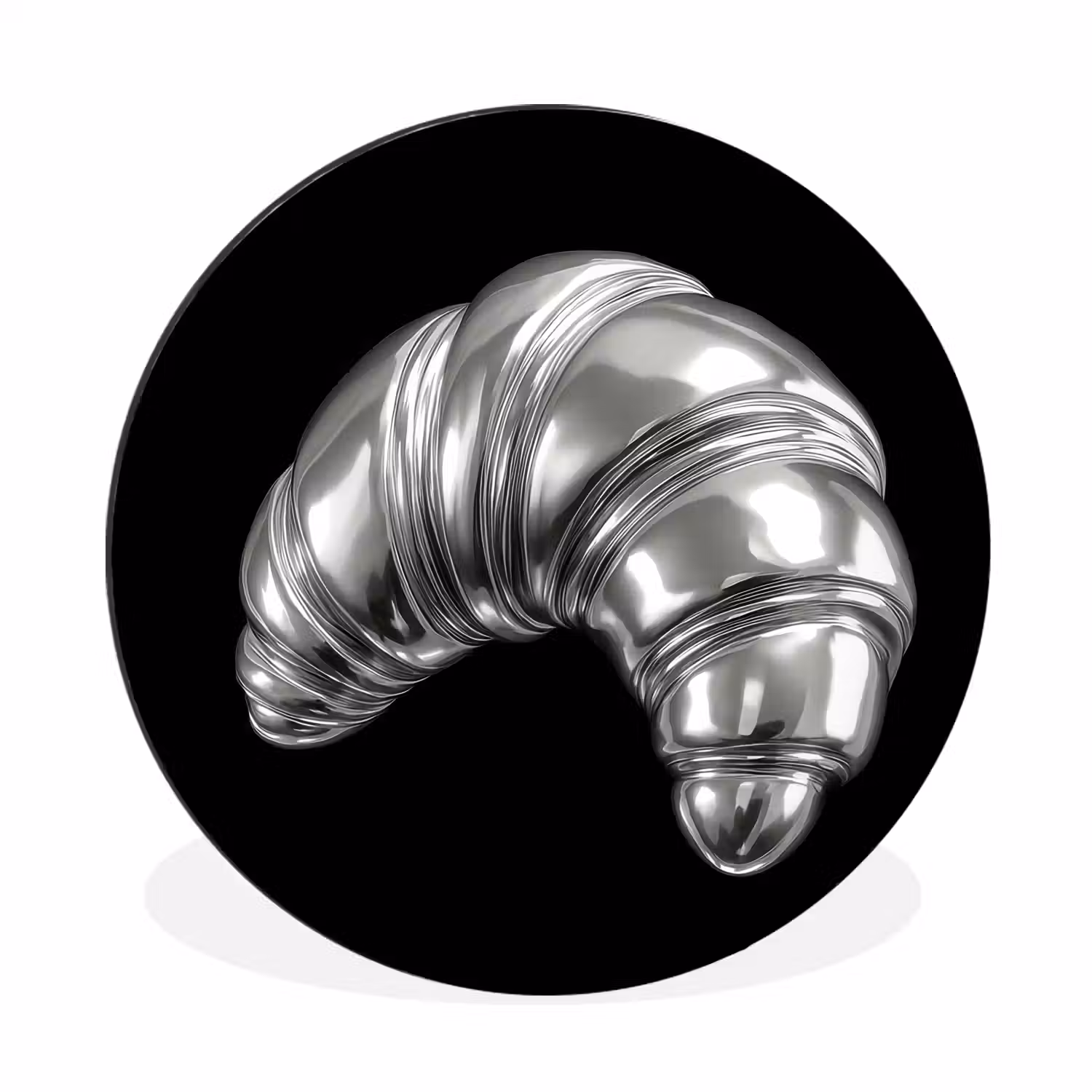 Croissant - Metaal - Zilver Wandcirkel aluminium klein -3d