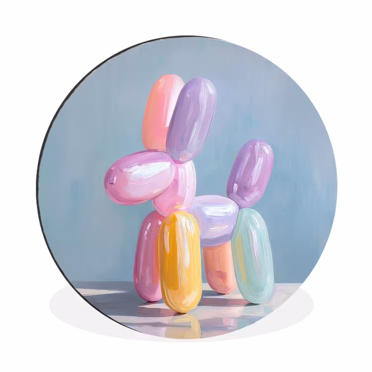 Dier - Ballon - Pasteltinten - Glanzend Wandcirkel aluminium klein -3d