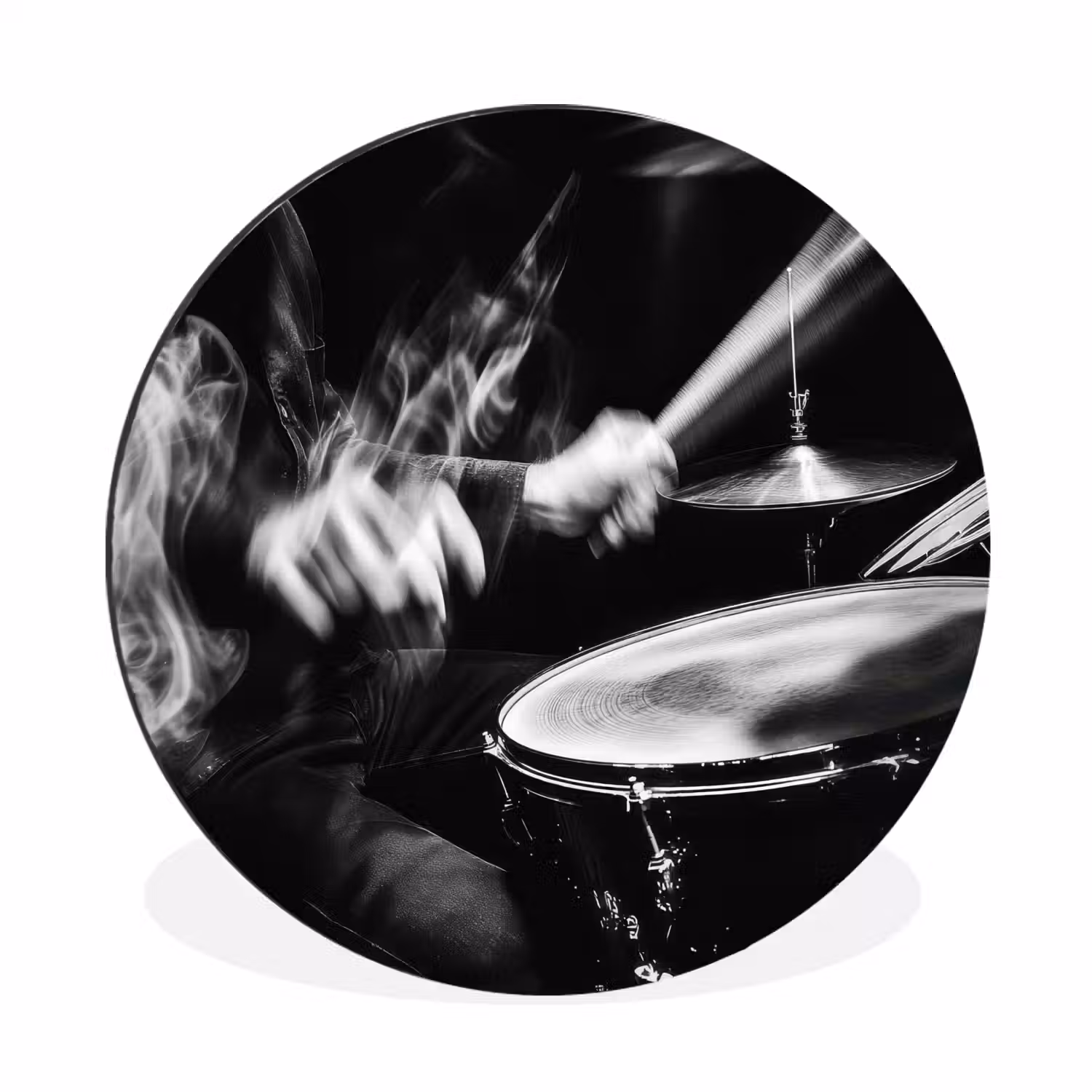 Drummer - Zwart - Drumstel Wandcirkel aluminium klein -3d