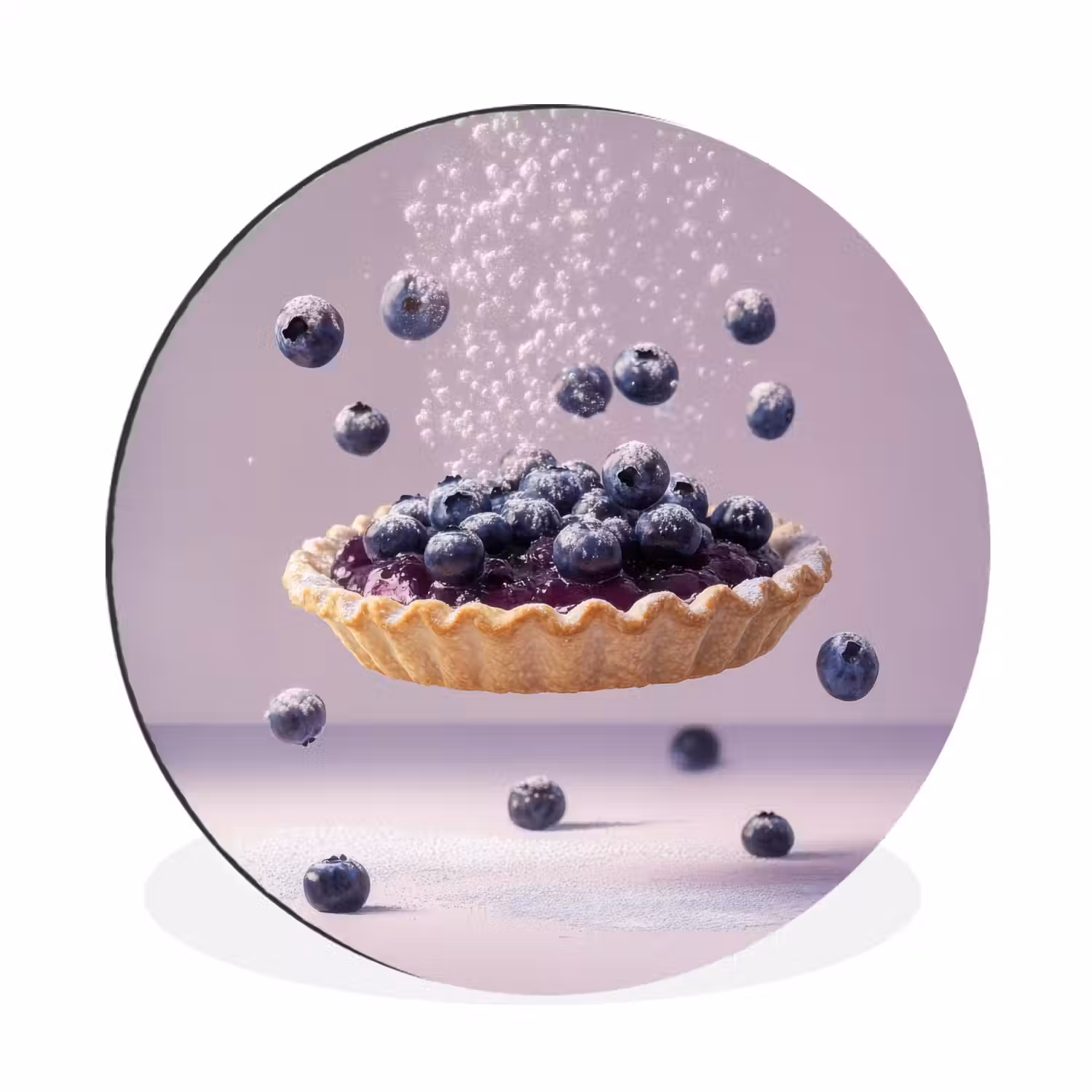 Eten - Taart - Bessen - Blauw Wandcirkel aluminium klein -3d