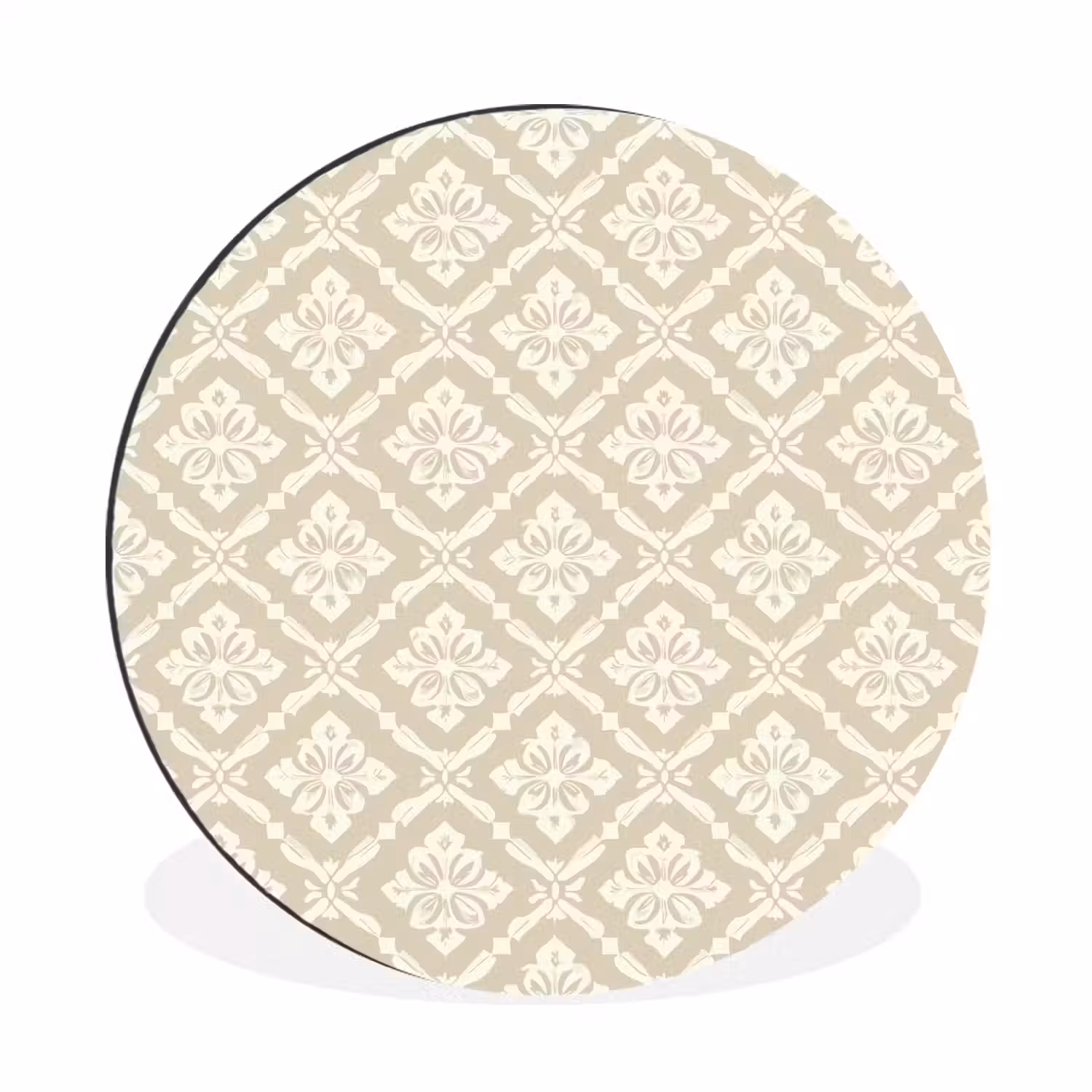 Floraal - Ornament - Beige Wandcirkel aluminium klein 190 -3d