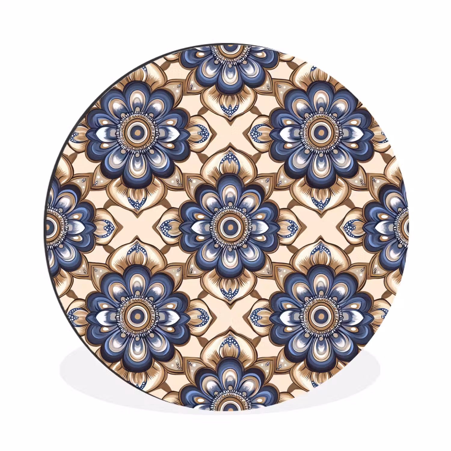 Floraal - Ornament - Blauw Wandcirkel aluminium klein 190 -3d