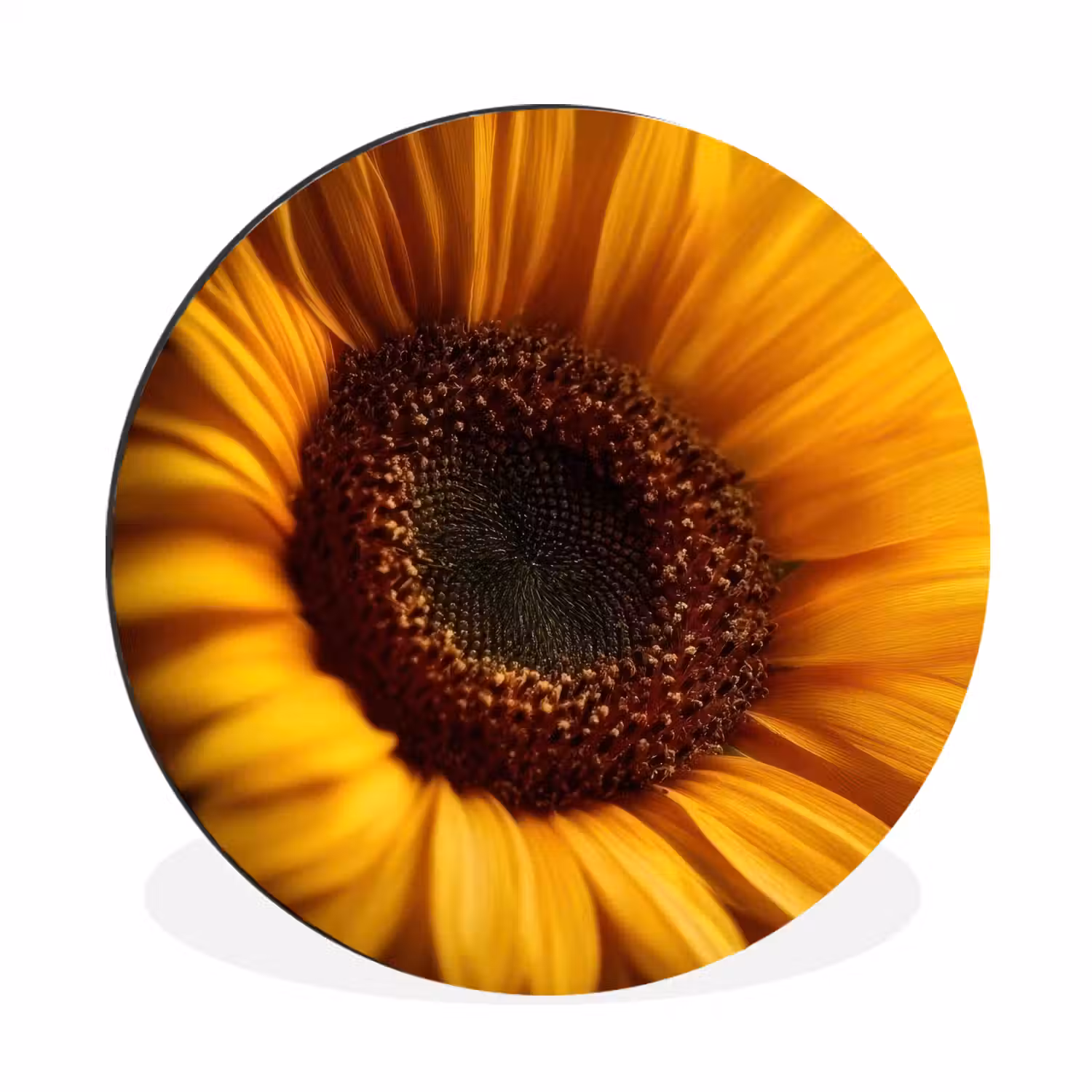 Geel - Zonnebloem - Zomers Wandcirkel aluminium klein -3d