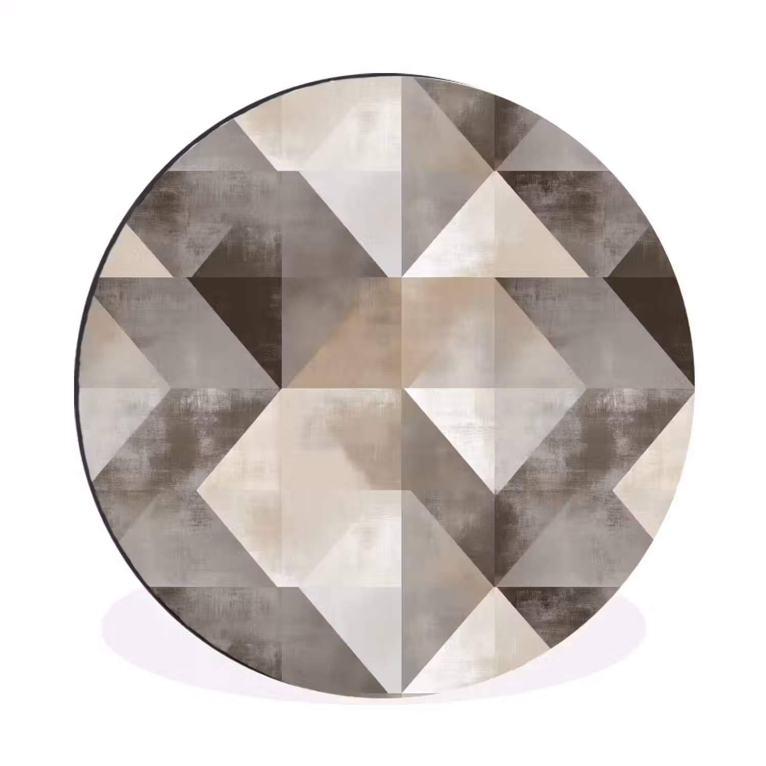 Geometrisch - Motief - Aardetinten Wandcirkel aluminium klein 190 -3d
