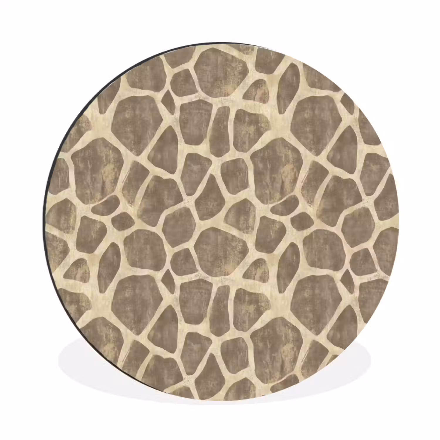 Giraf - Patroon - Beige - Bruin Wandcirkel aluminium klein 190 -3d
