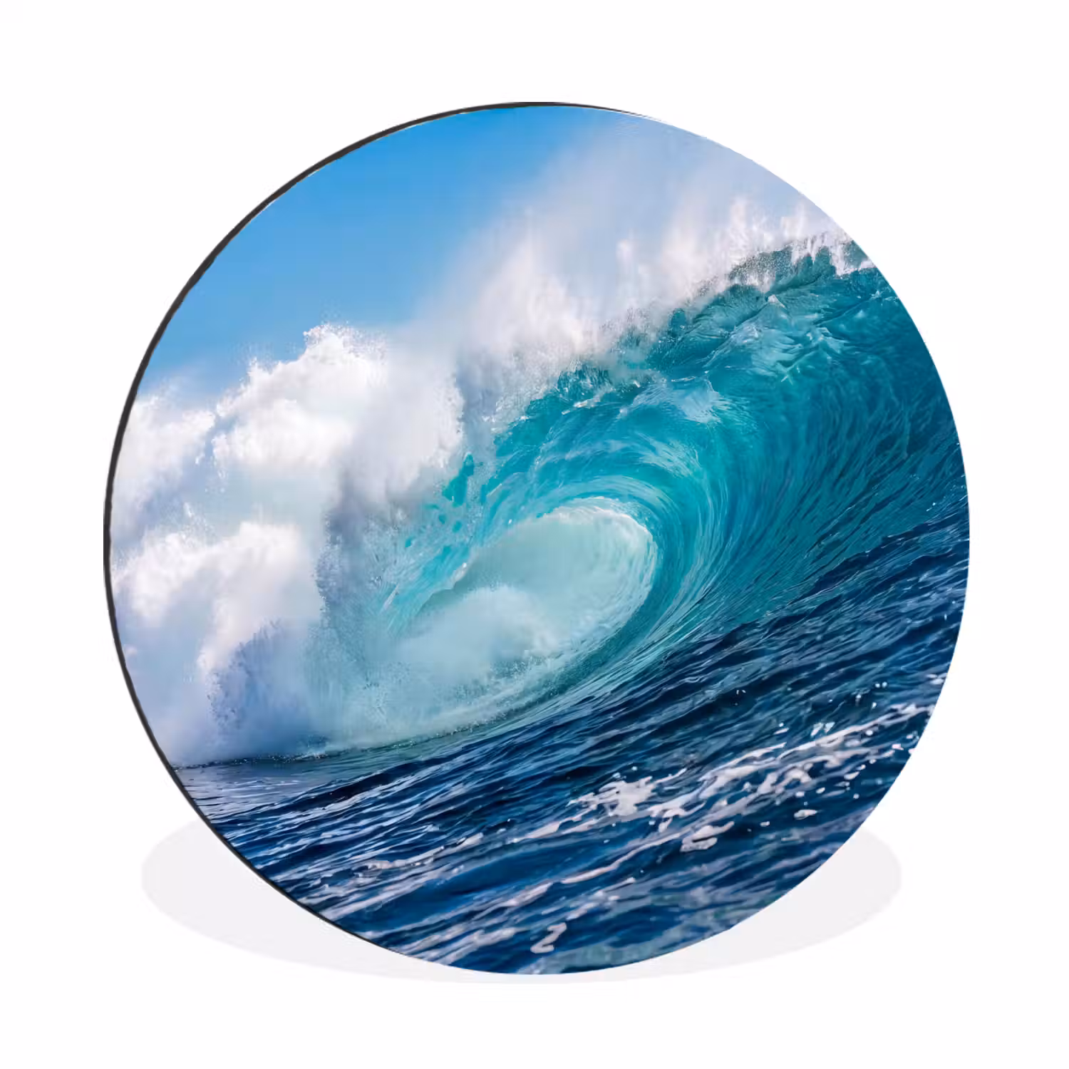 Golf - Oceaan - Water - Dynamisch - Blauw Wandcirkel aluminium klein -3d