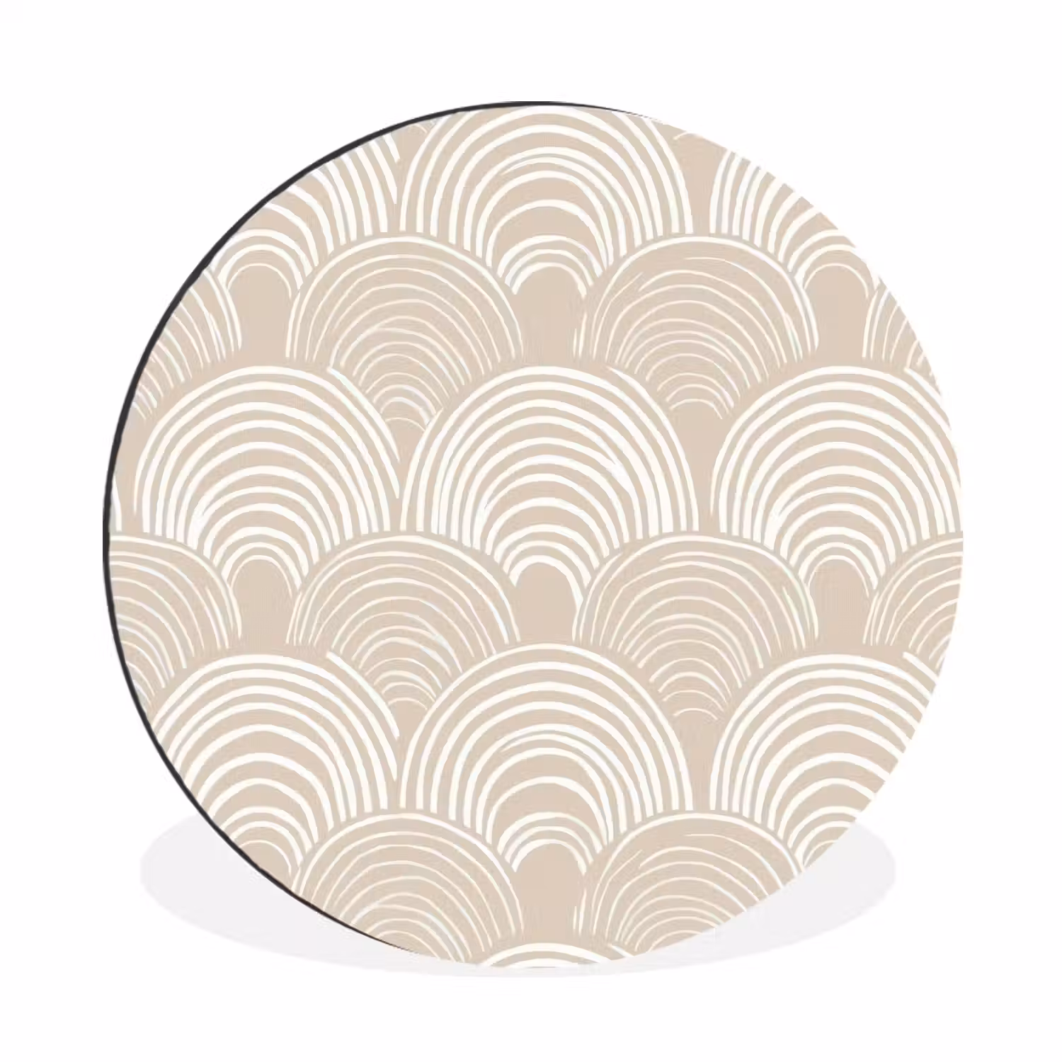 Golven - Structuur - Beige Wandcirkel aluminium klein 190 -3d