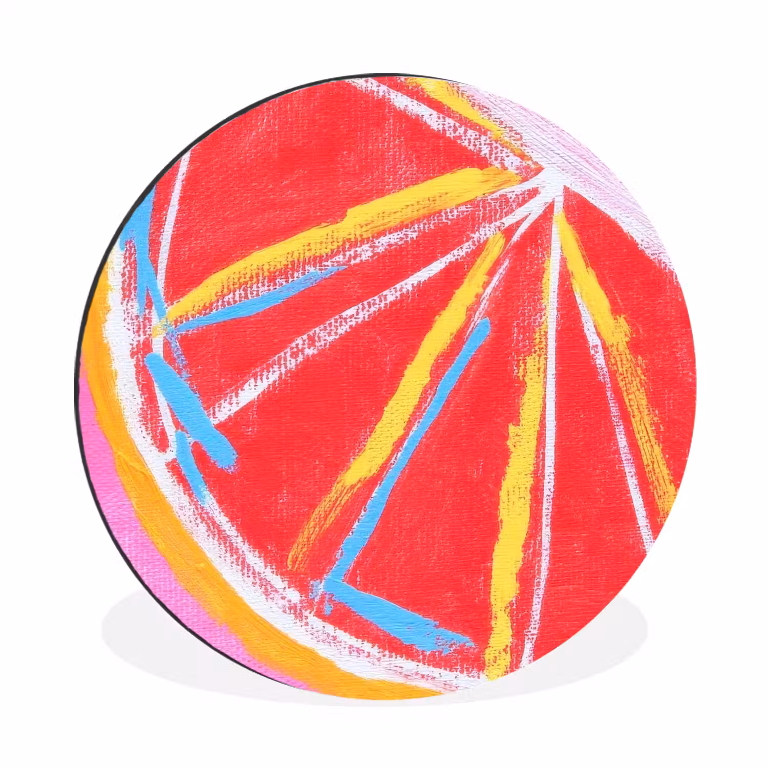 Grapefruit - Geschilderd - Roze - Strepen Wandcirkel aluminium klein -3d