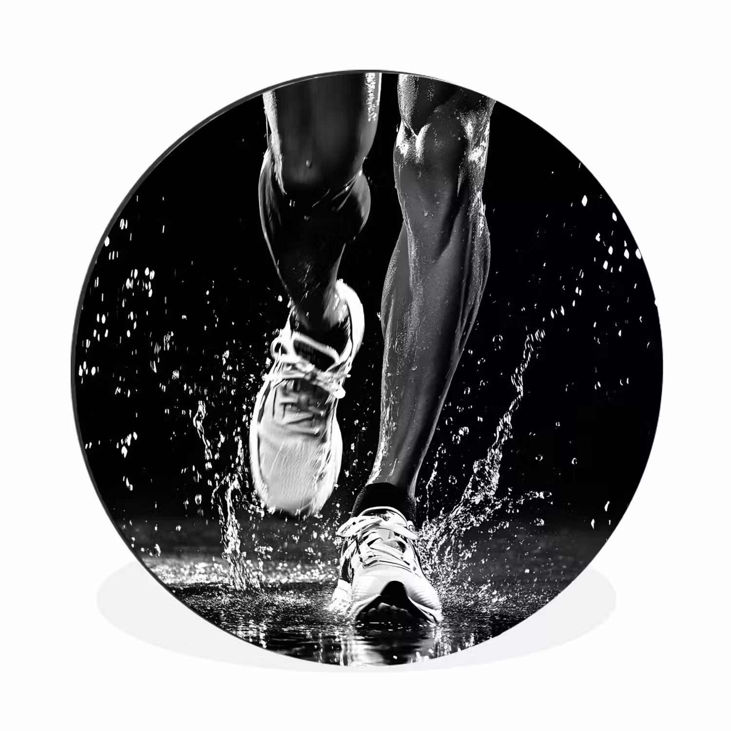 Hardloopschoenen - Rennen - Druppels - Zwart Wandcirkel aluminium klein -3d