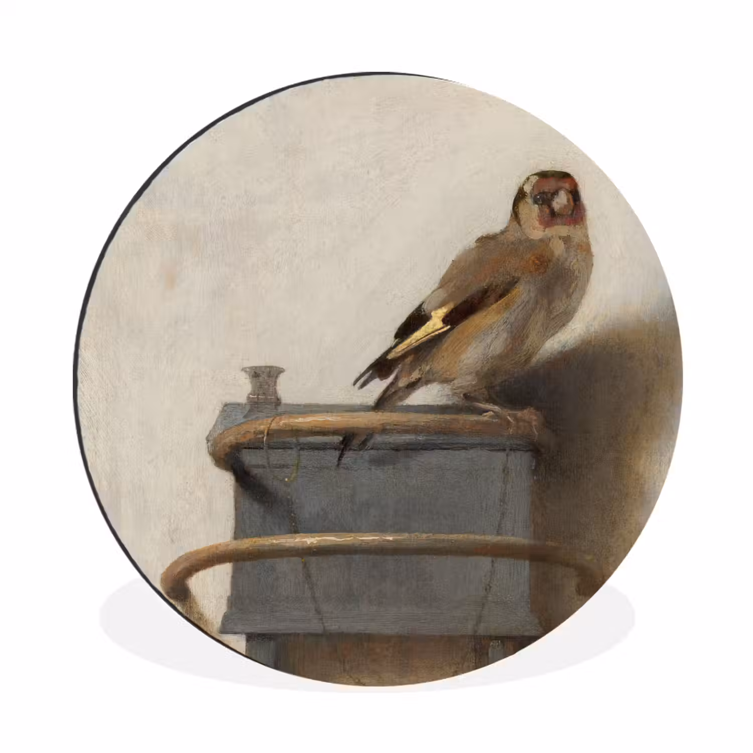 Het puttertje - Carel Fabritius Wandcirkel aluminium klein -3d
