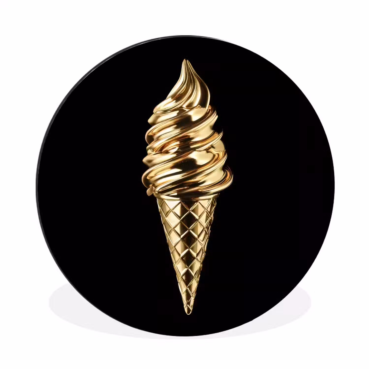 Ijs - Goud - Zwart - Eten Wandcirkel aluminium klein -3d