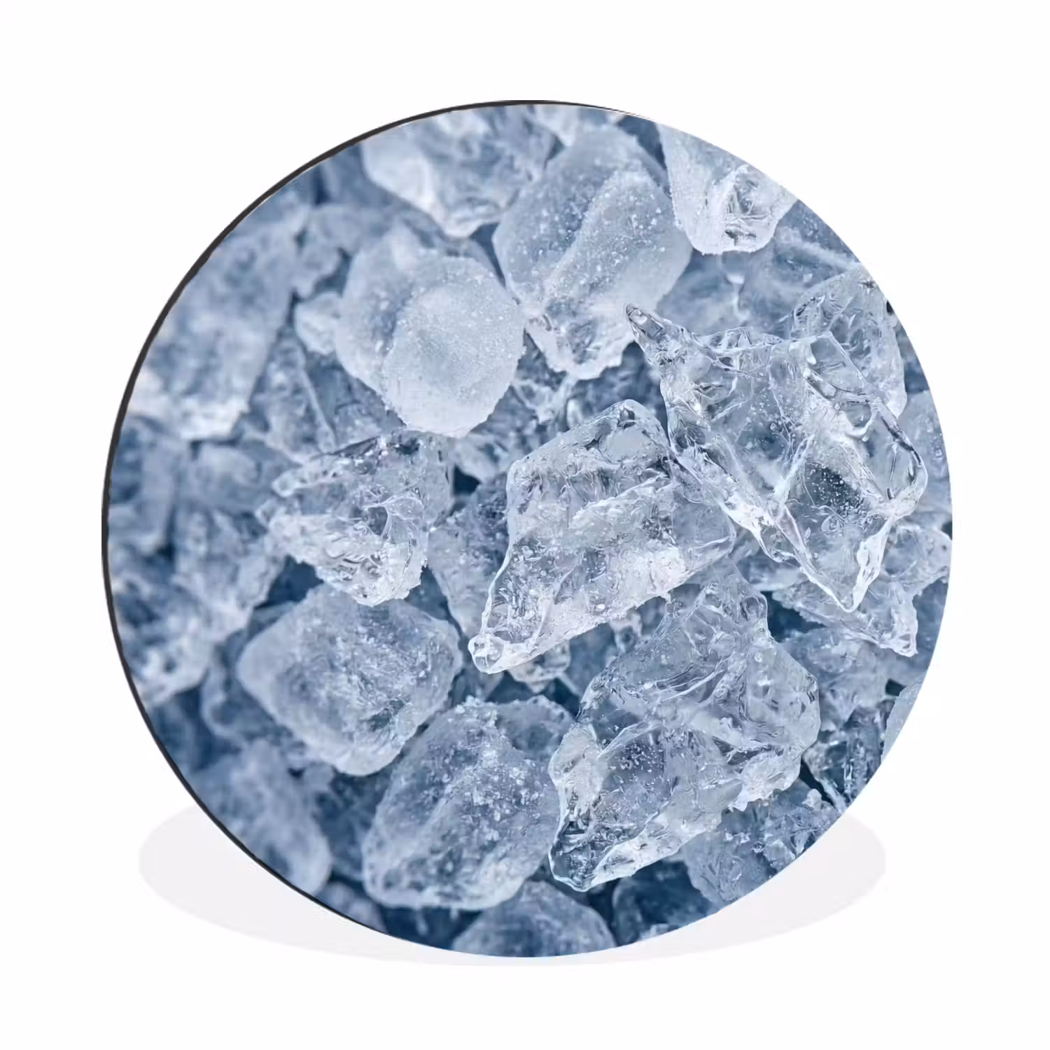 Ijsblokjes - Water - Blauw Wandcirkel aluminium klein -3d