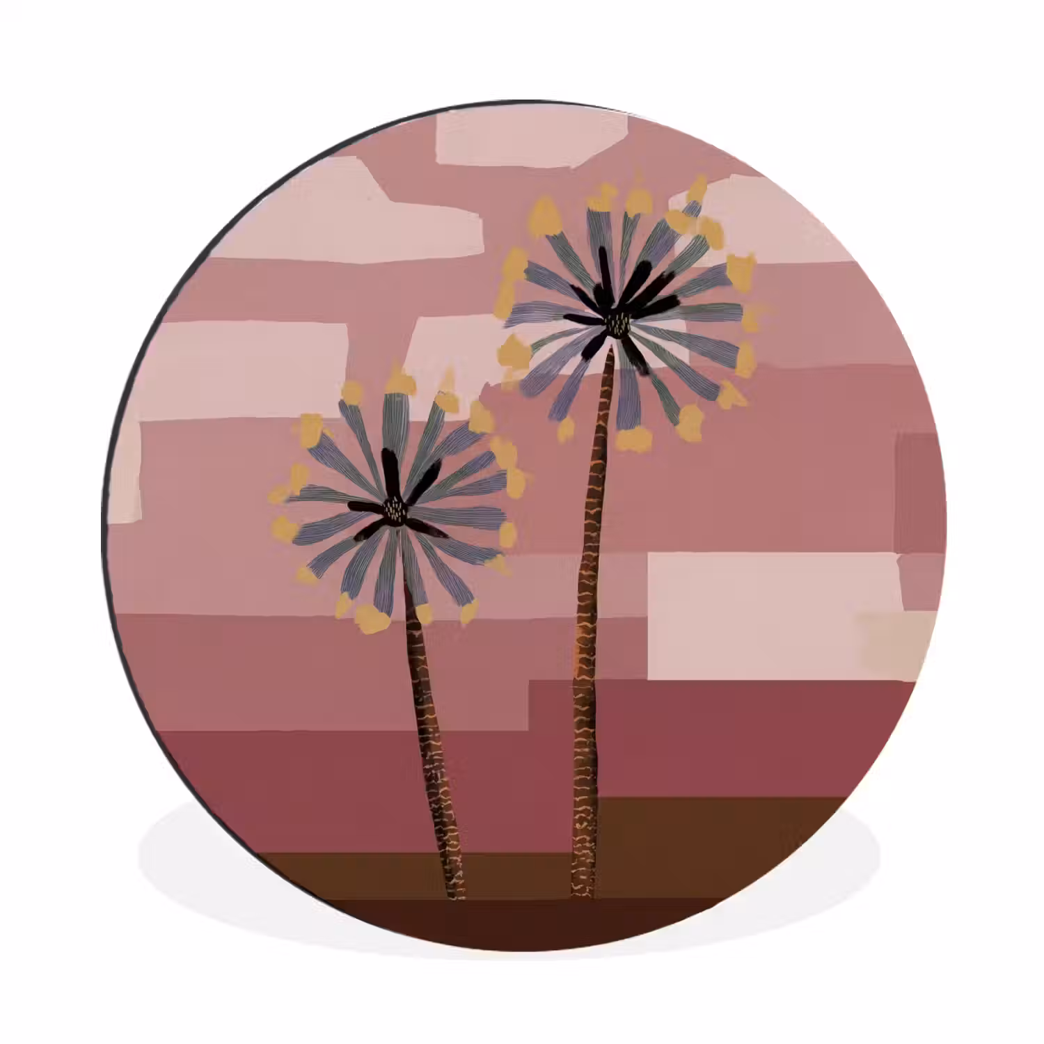 Illustratie - Bloemen - Vlakken - Abstract Wandcirkel aluminium klein -3d