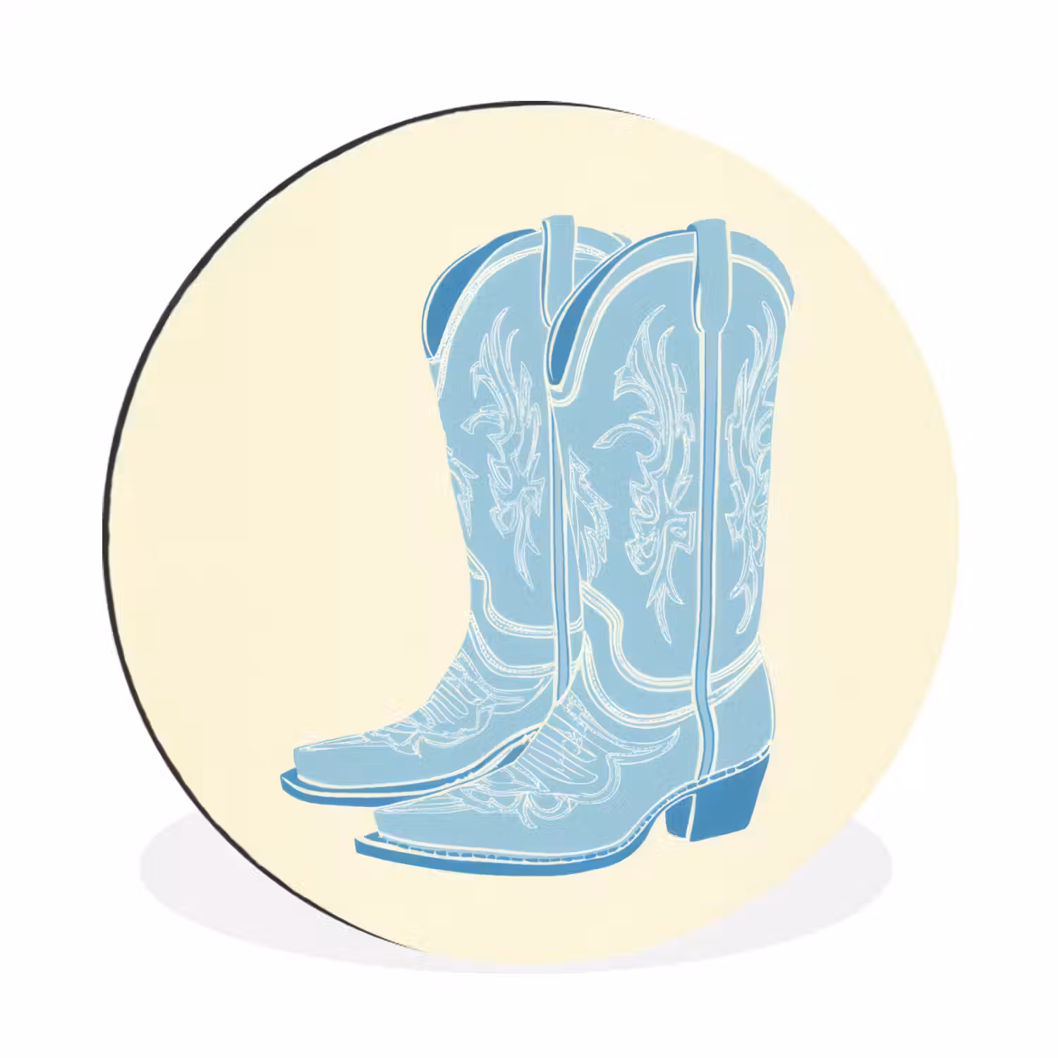 Illustratie - Cowboylaarzen - Patroon Wandcirkel aluminium klein -3d