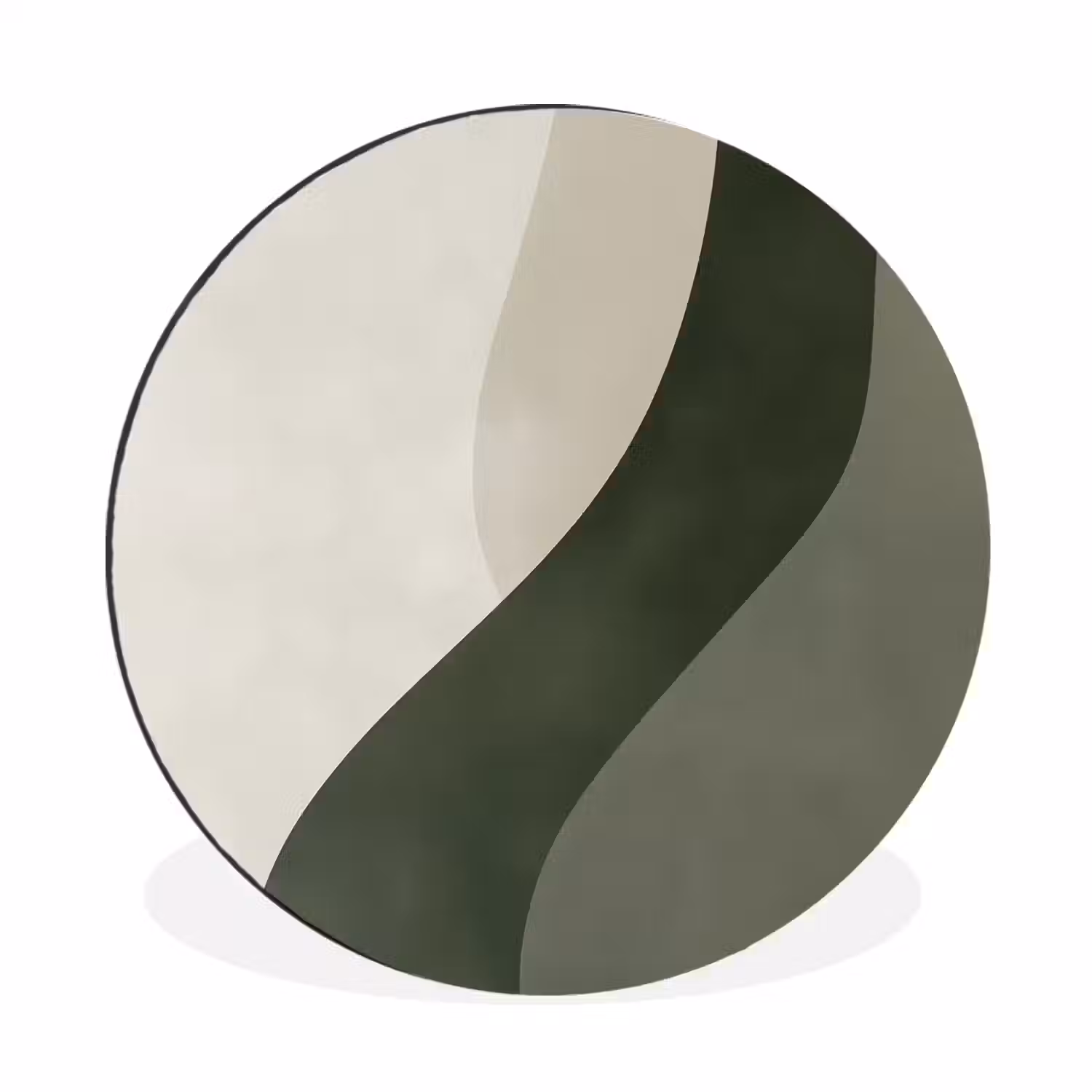 Japandi - Groen - Abstract - Modern Wandcirkel aluminium klein -3d