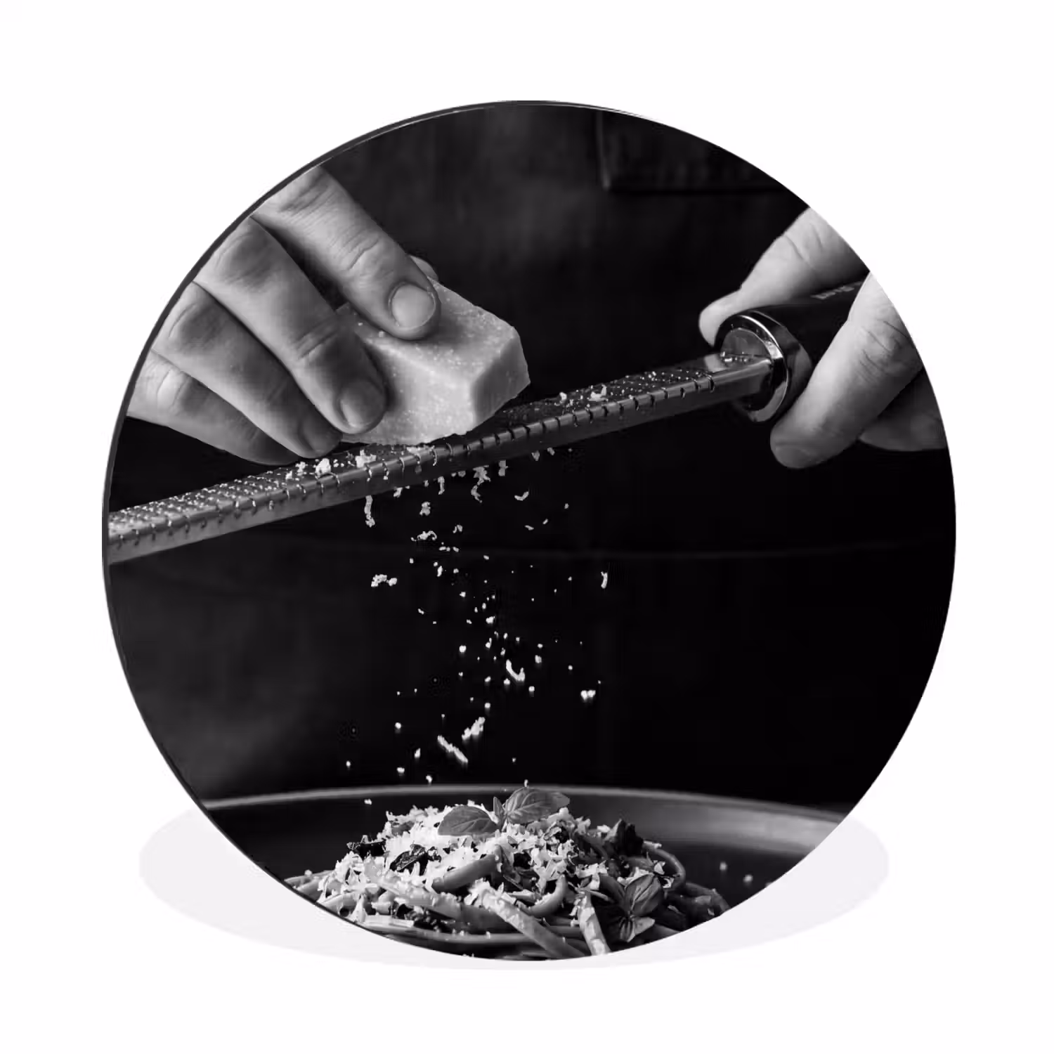 Kaas - Pasta - Rasp Wandcirkel aluminium klein -3d